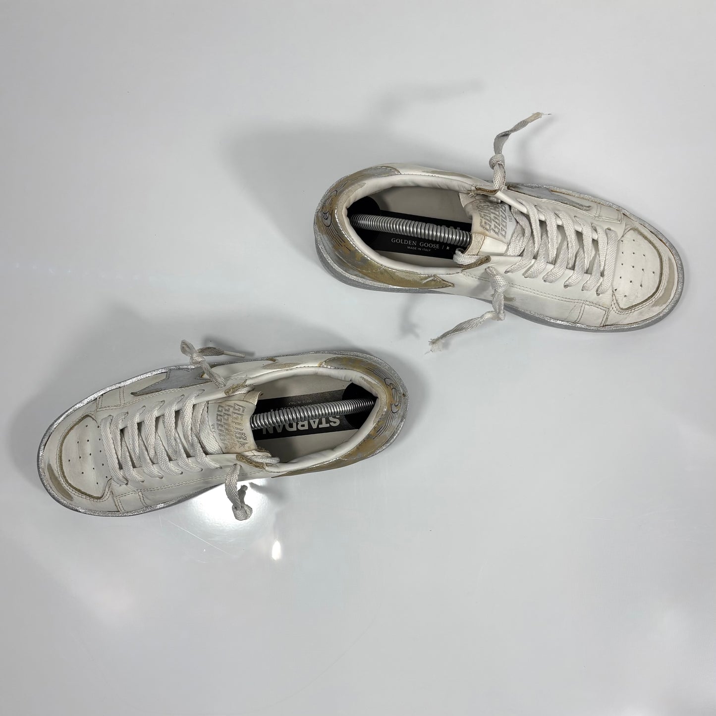 Golden goose Stardan bianco e argento 36