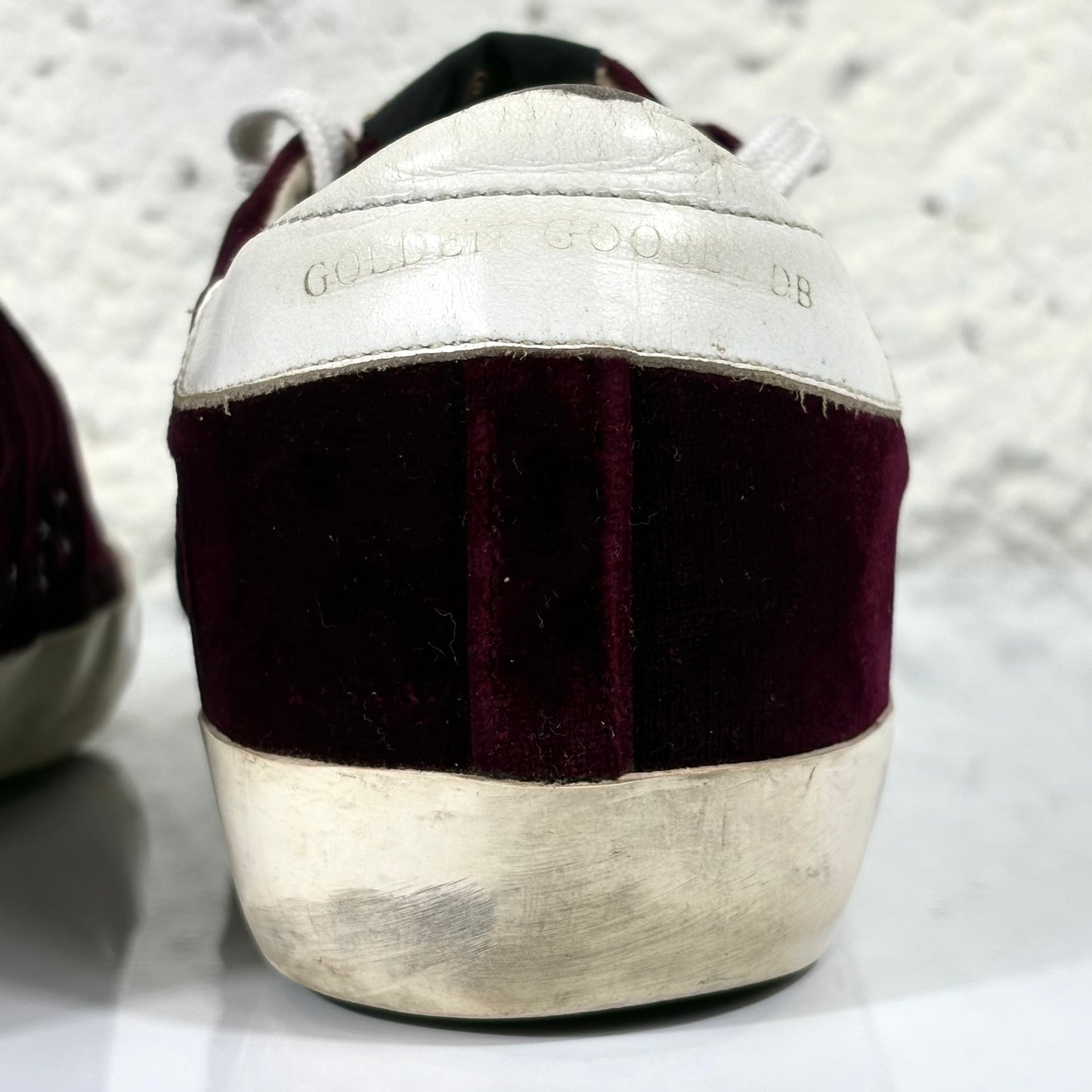 Golden goose Superstar bordeaux in velluto e pelle 37