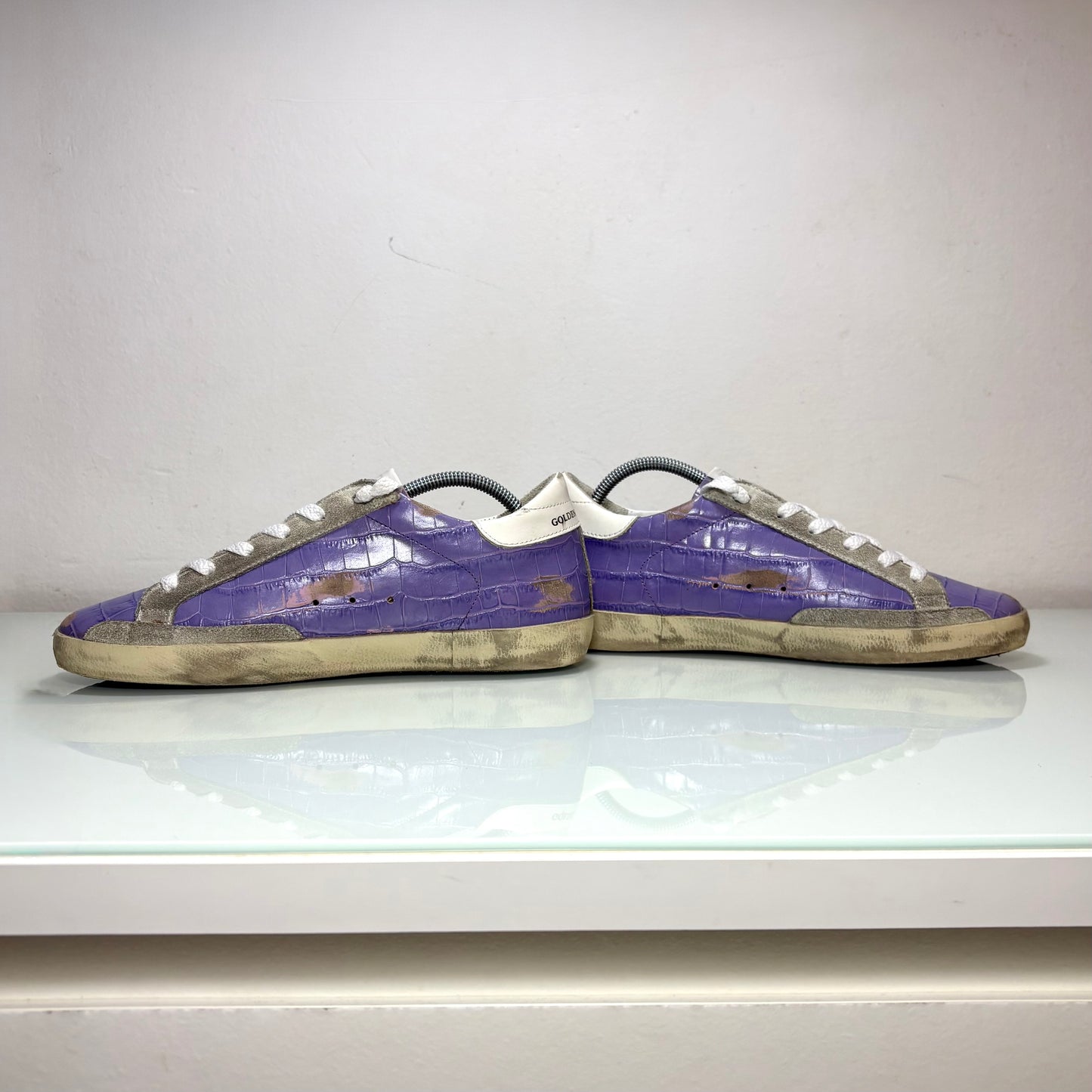 Golden goose Superstar azzurre effetto “coccodrillo” 38