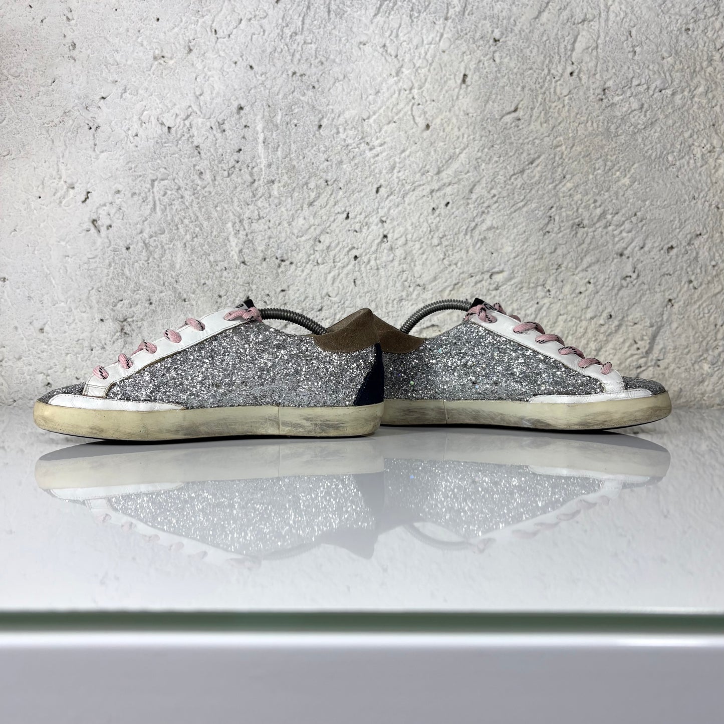 Golden goose Superstar glitter argento e stella bianca 37