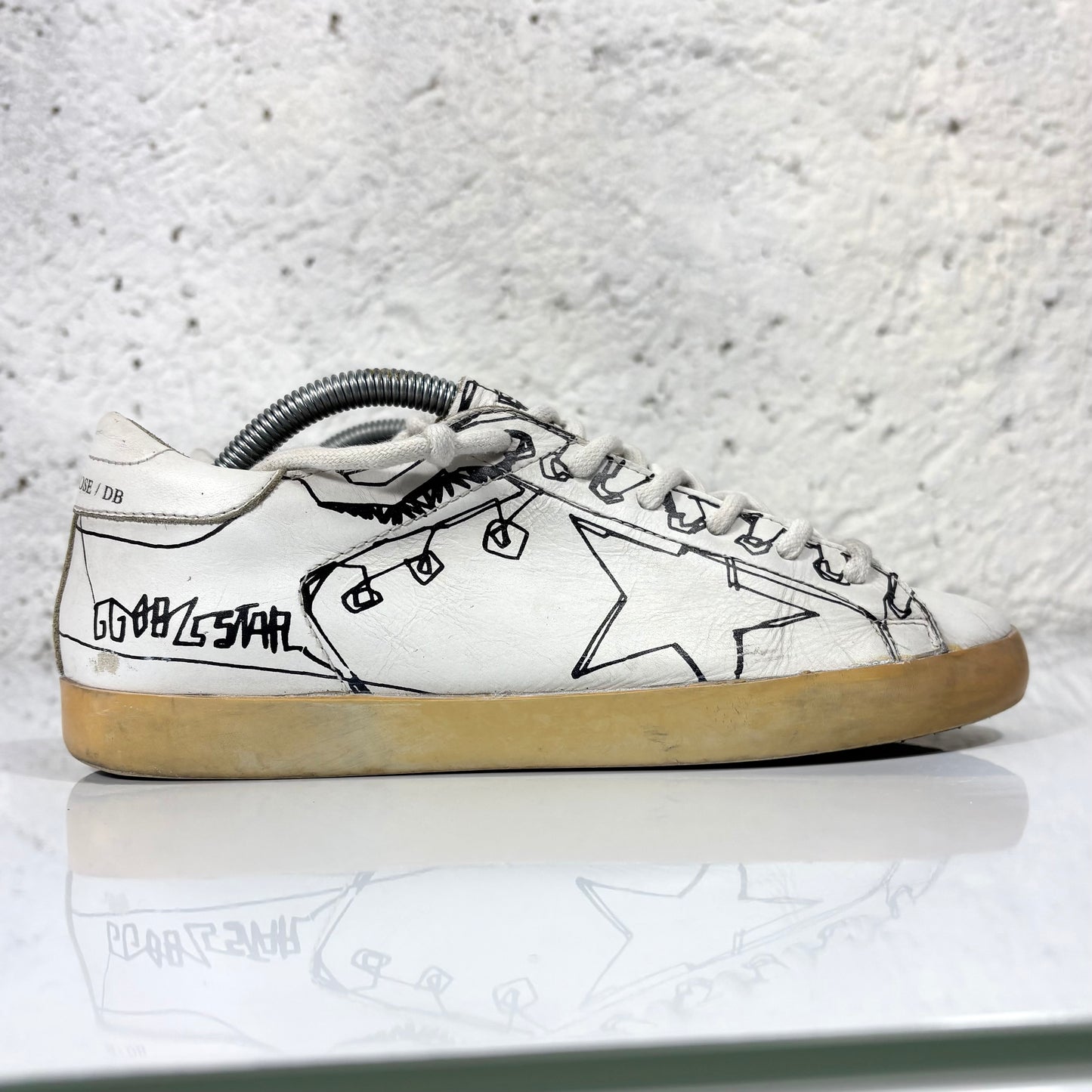 Golden goose Superstar bianche con disegni stilizzati 38