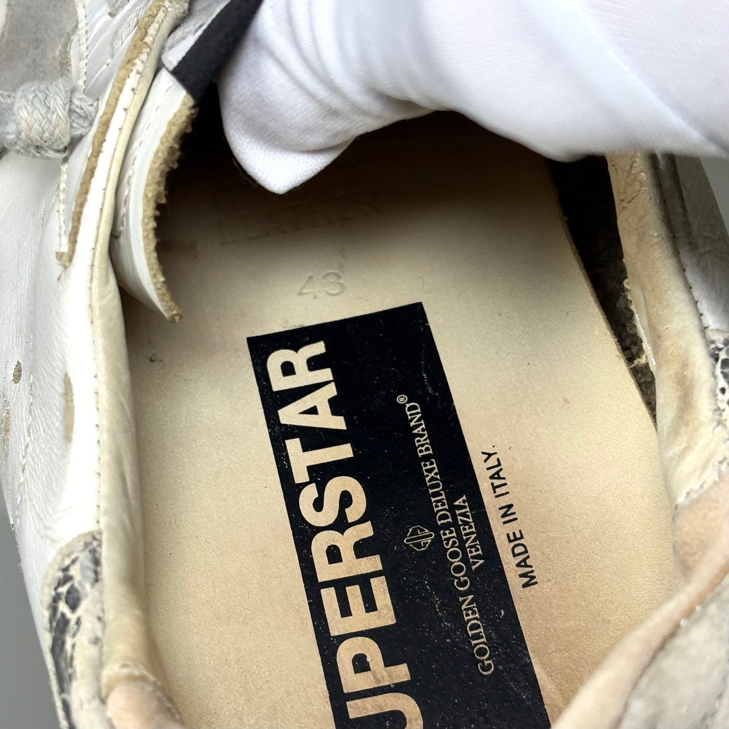 Golden goose Superstar bianco, arancione e tallone argento 43