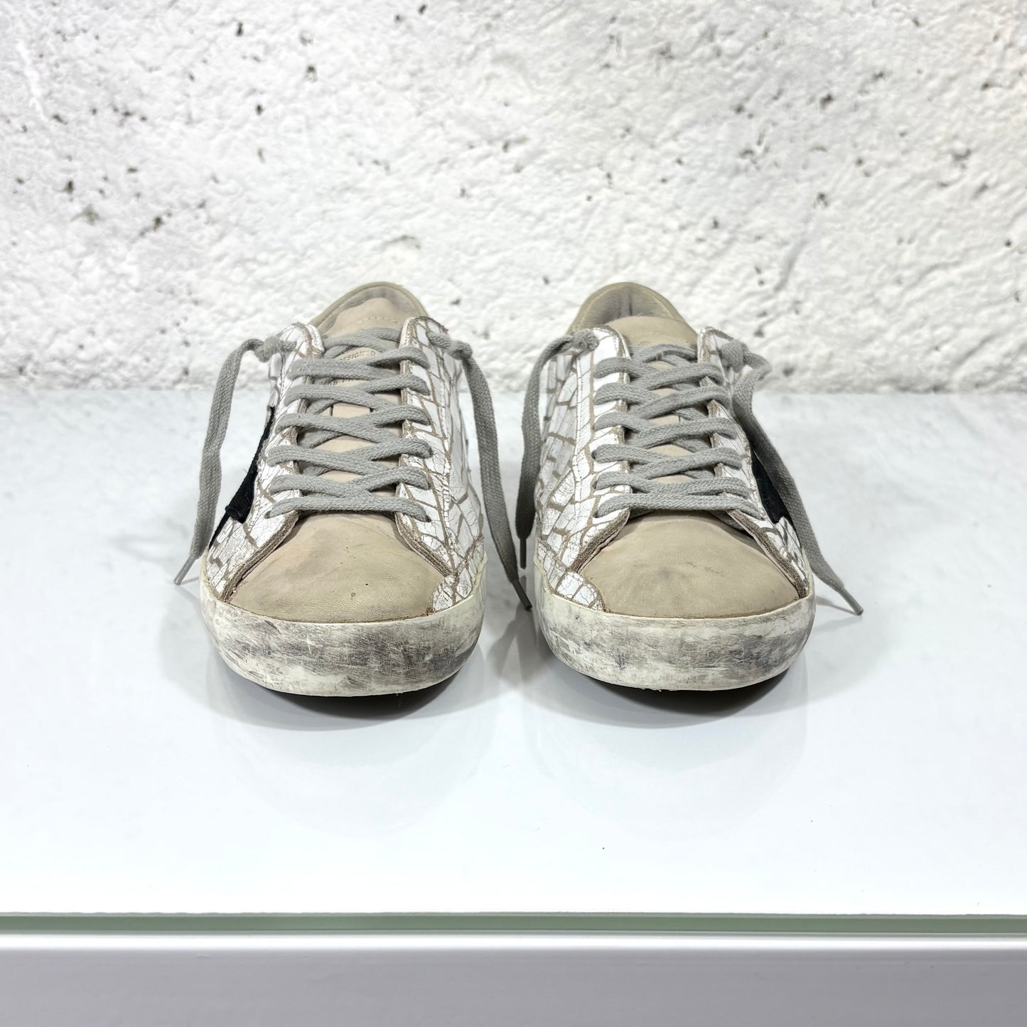Golden goose Superstar bianche fantasia simil “squame” bianco e tallone beige 41
