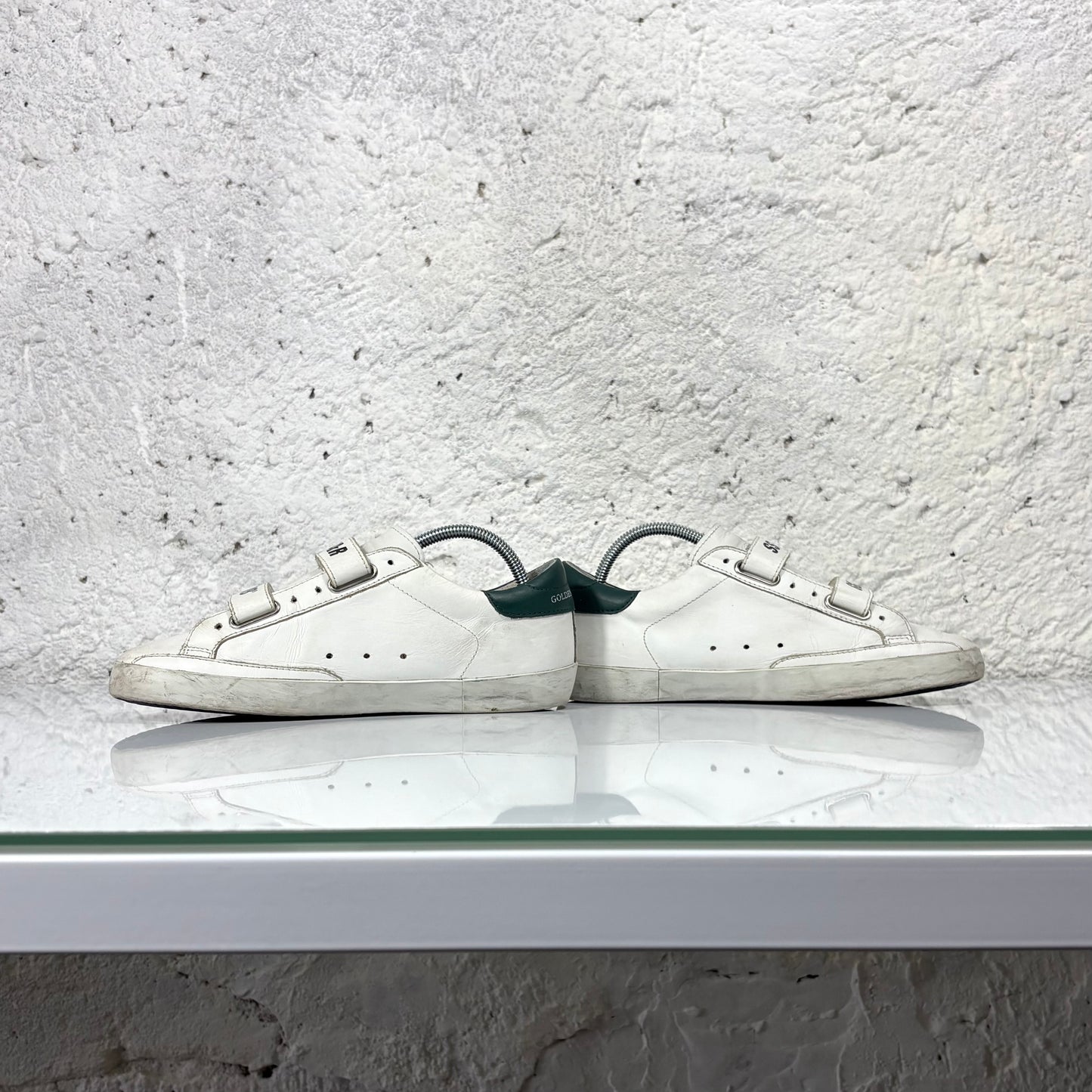 Golden goose Old school bianche, stella rossa e tallone verde 37