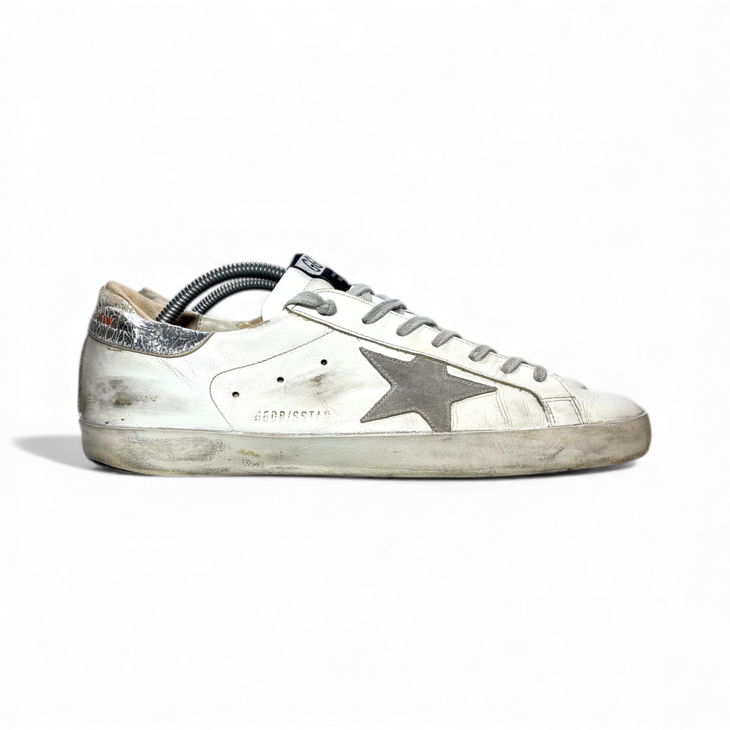 Golden goose Superstar bianco, arancione e tallone argento 43