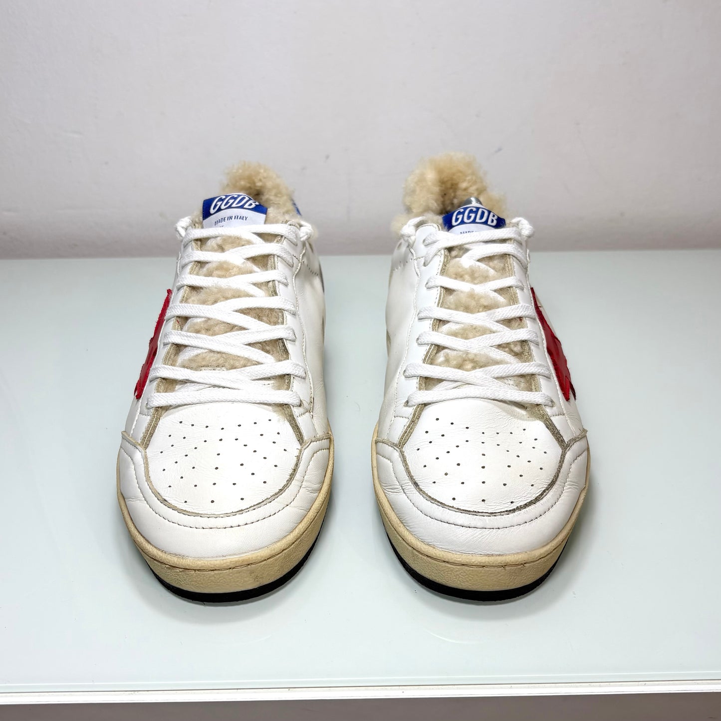 Golden goose Ballstar orsetto interno bianche, stella rossa e tallone blu 40