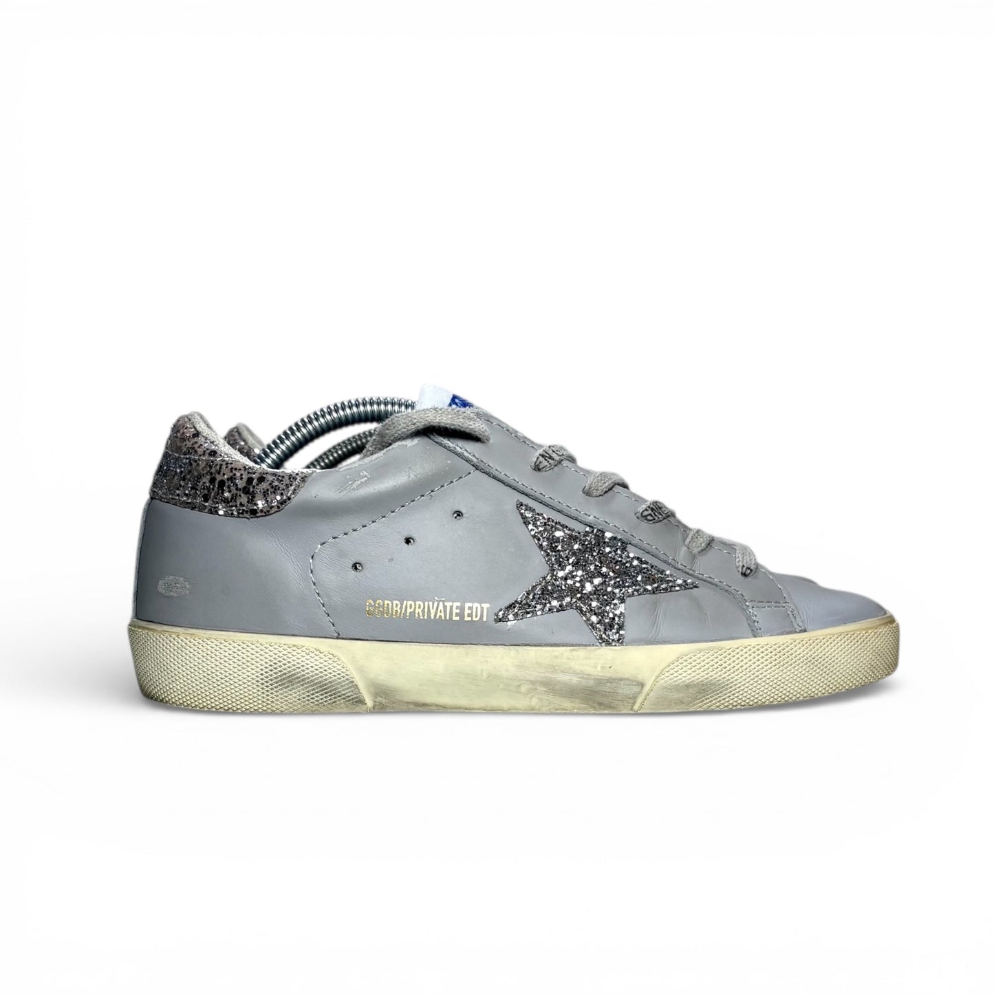 Golden goose Superstar grigie con Stella e tallone brillantinato 36