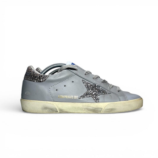 Golden goose Superstar grigie con Stella e tallone brillantinato 36