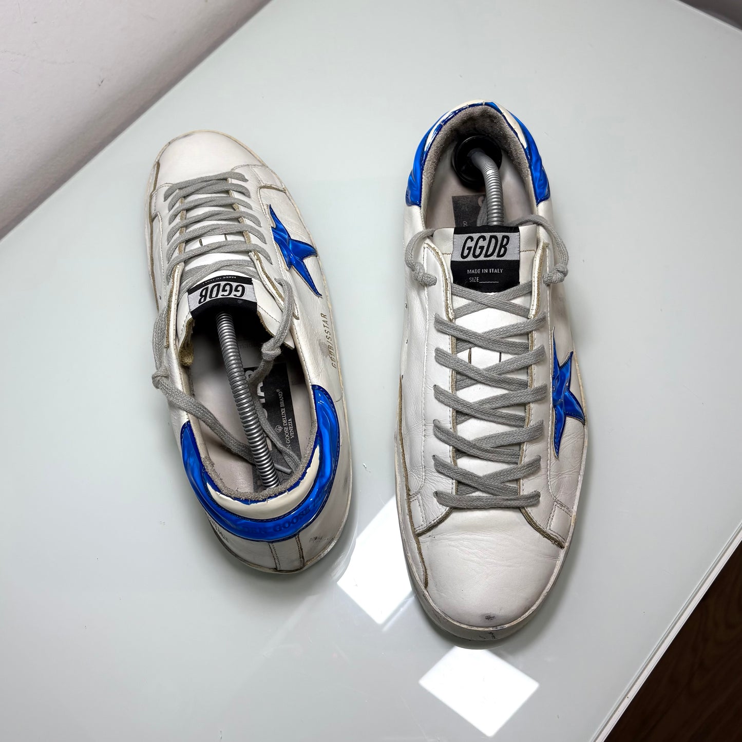Golden goose Superstar bianco stella e tallone blu 43
