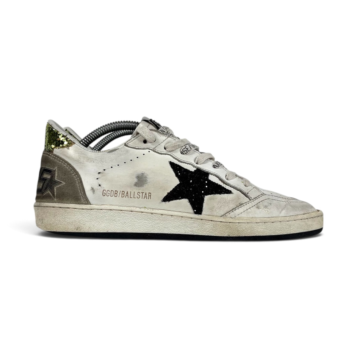 Golden goose Ballstar bianche con talloncini glitter 37