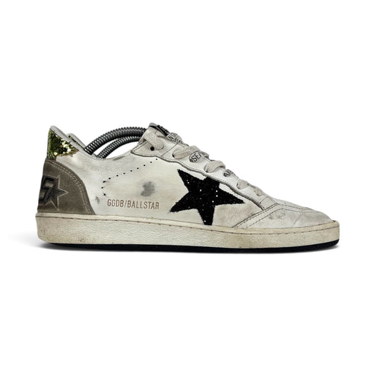 Golden goose Ballstar bianche con talloncini glitter 37