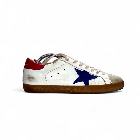 Golden goose Superstar bianco tallone rosso e stella blu 42