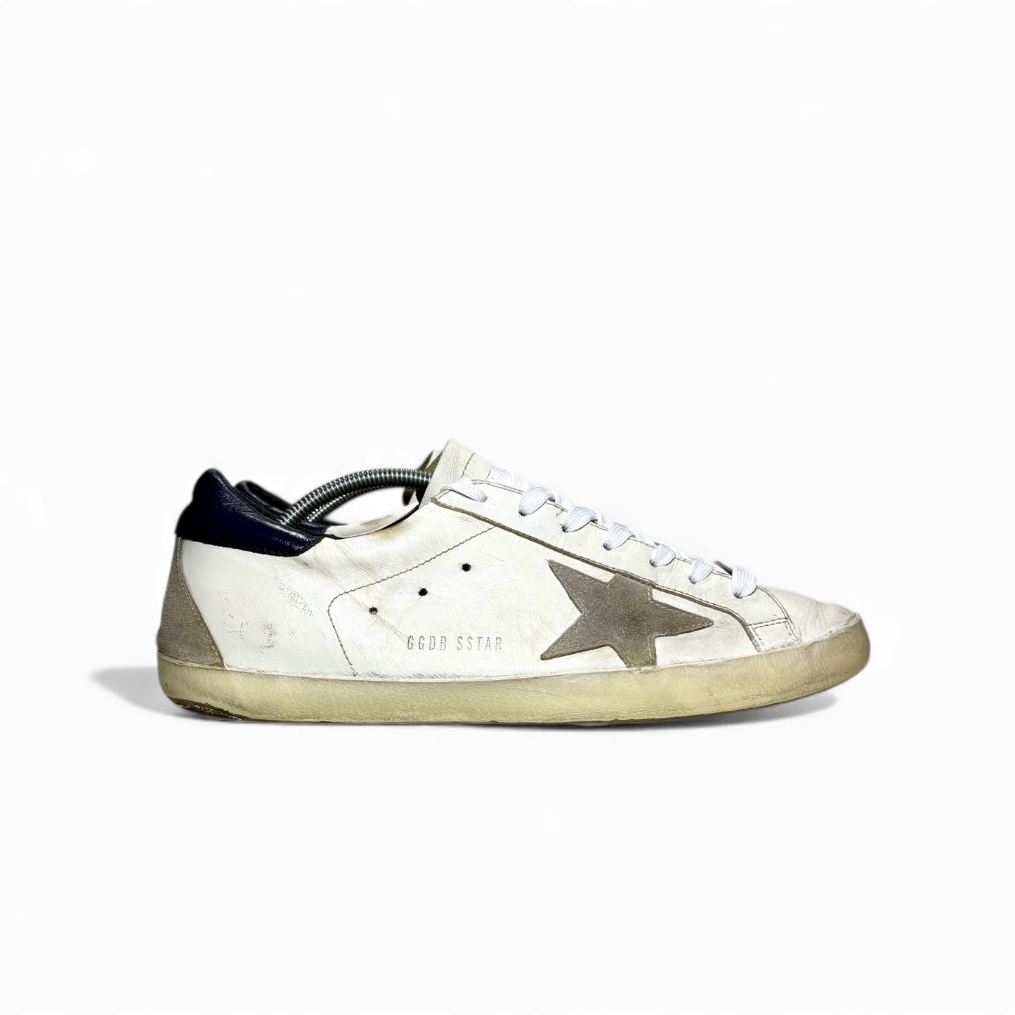 Golden goose Superstar bianche tallone blu e stella grigia 42