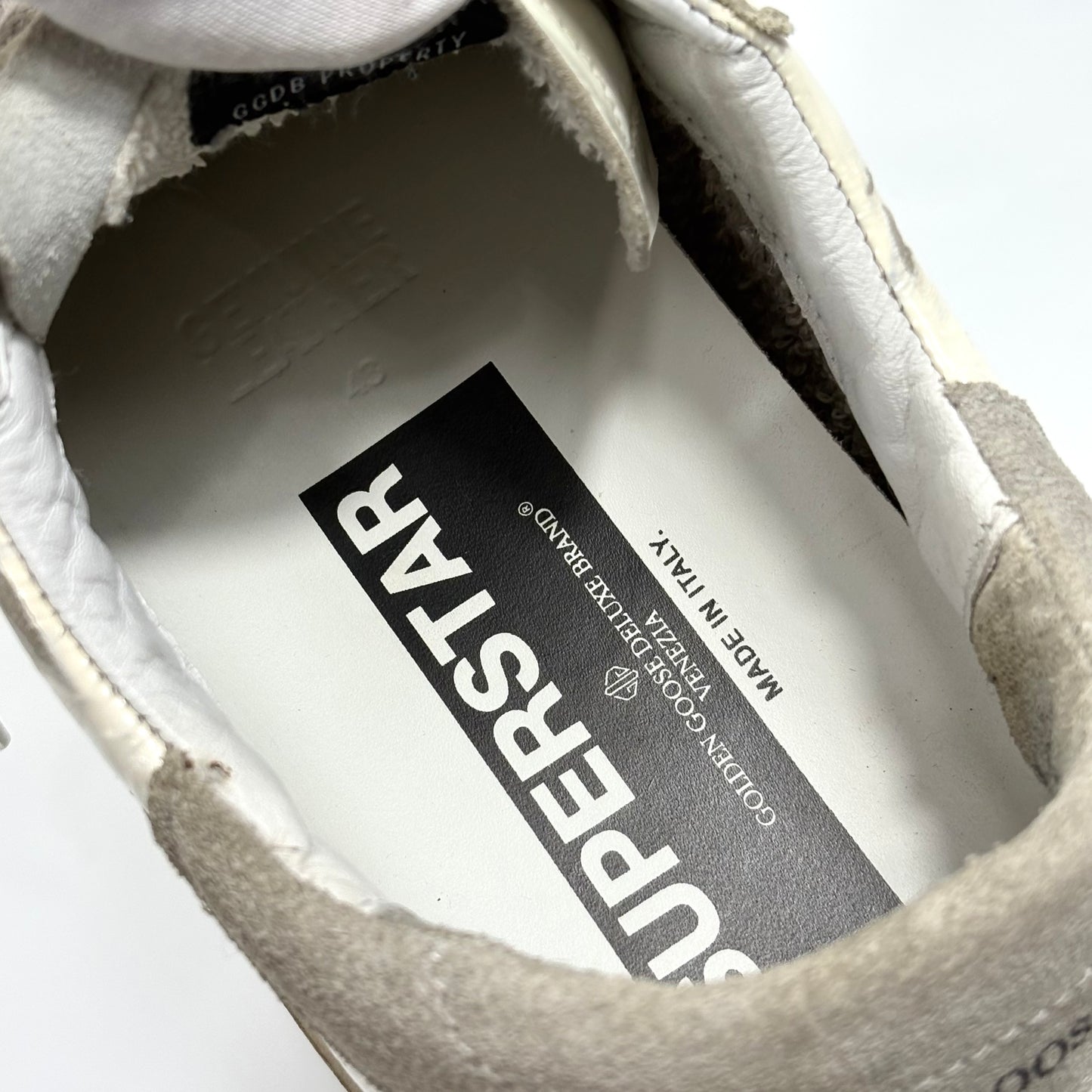 Golden goose Superstar Bianche talloncino grigio 42