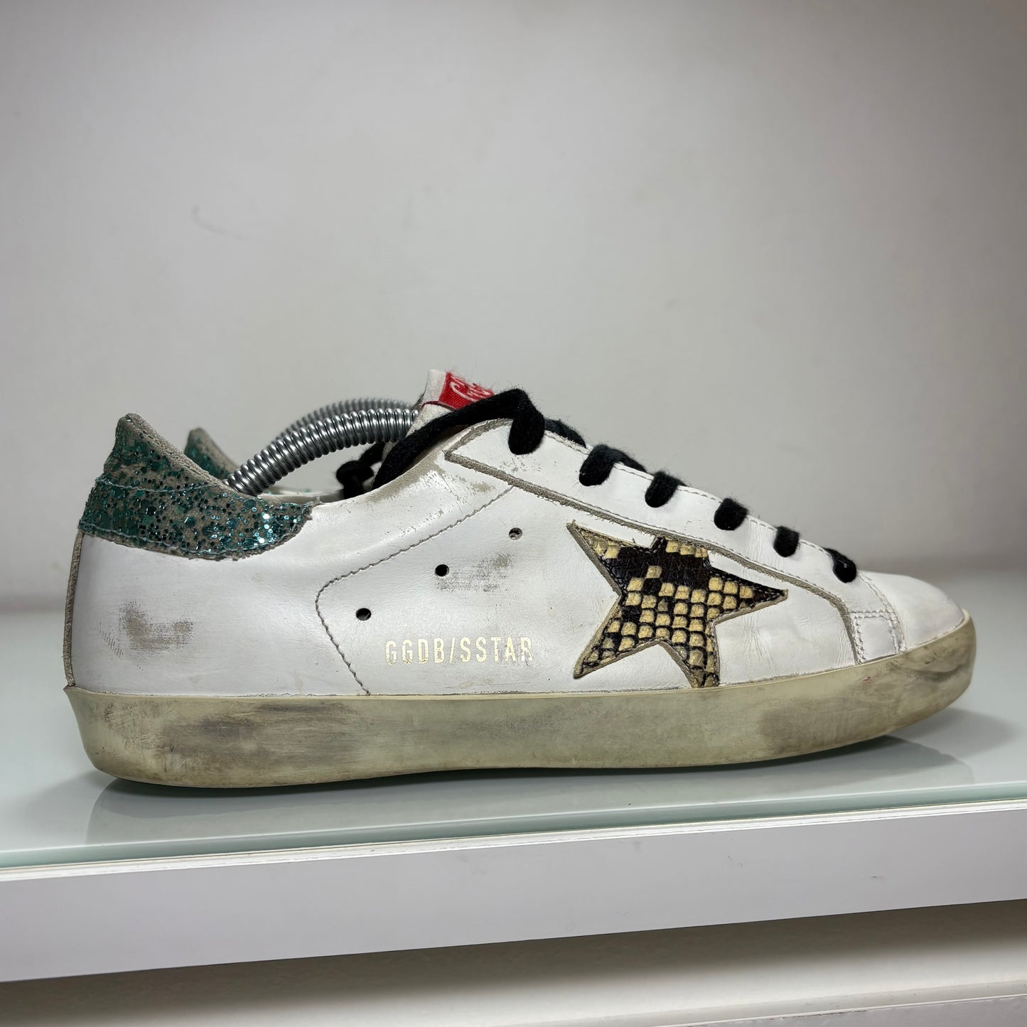Golden goose Superstar bianche stella con squame tallone brill. 37