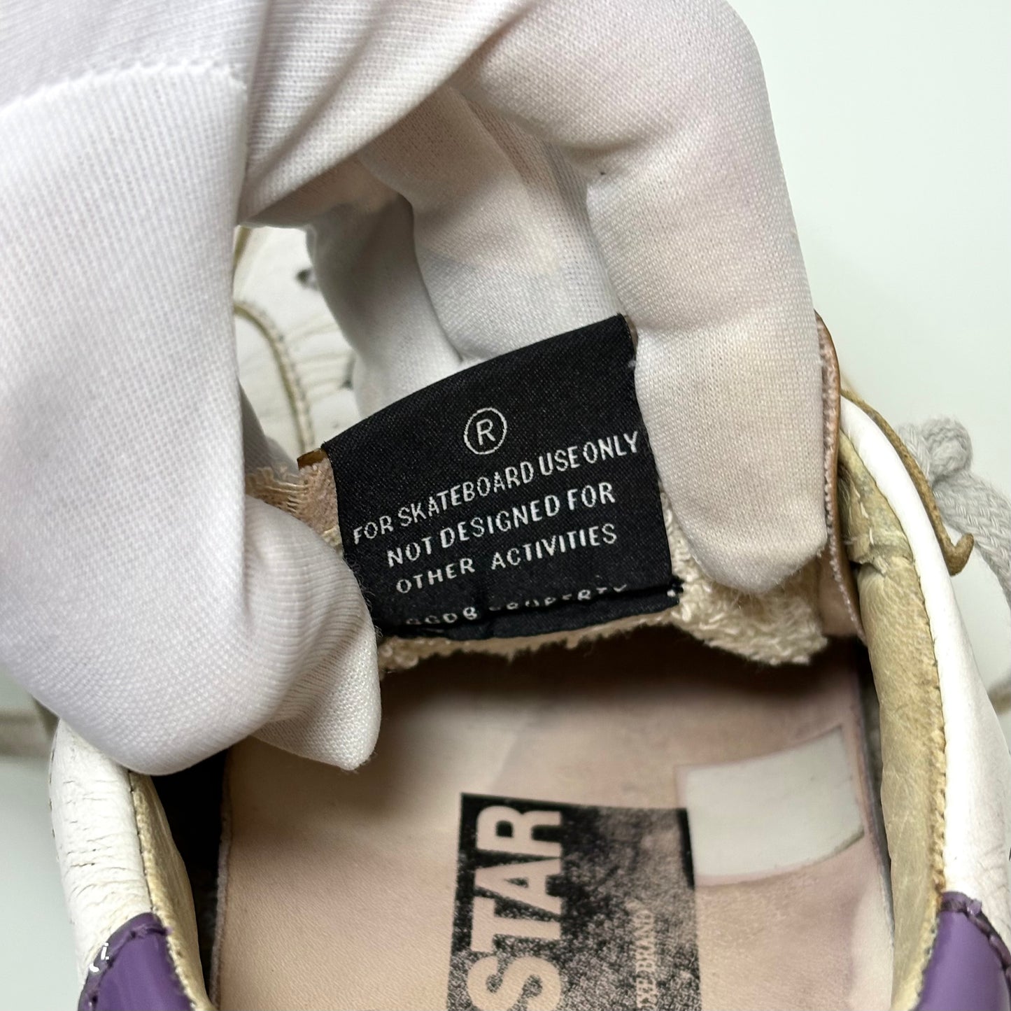 Golden goose Superstar bianche stella beige e tallone viola 39