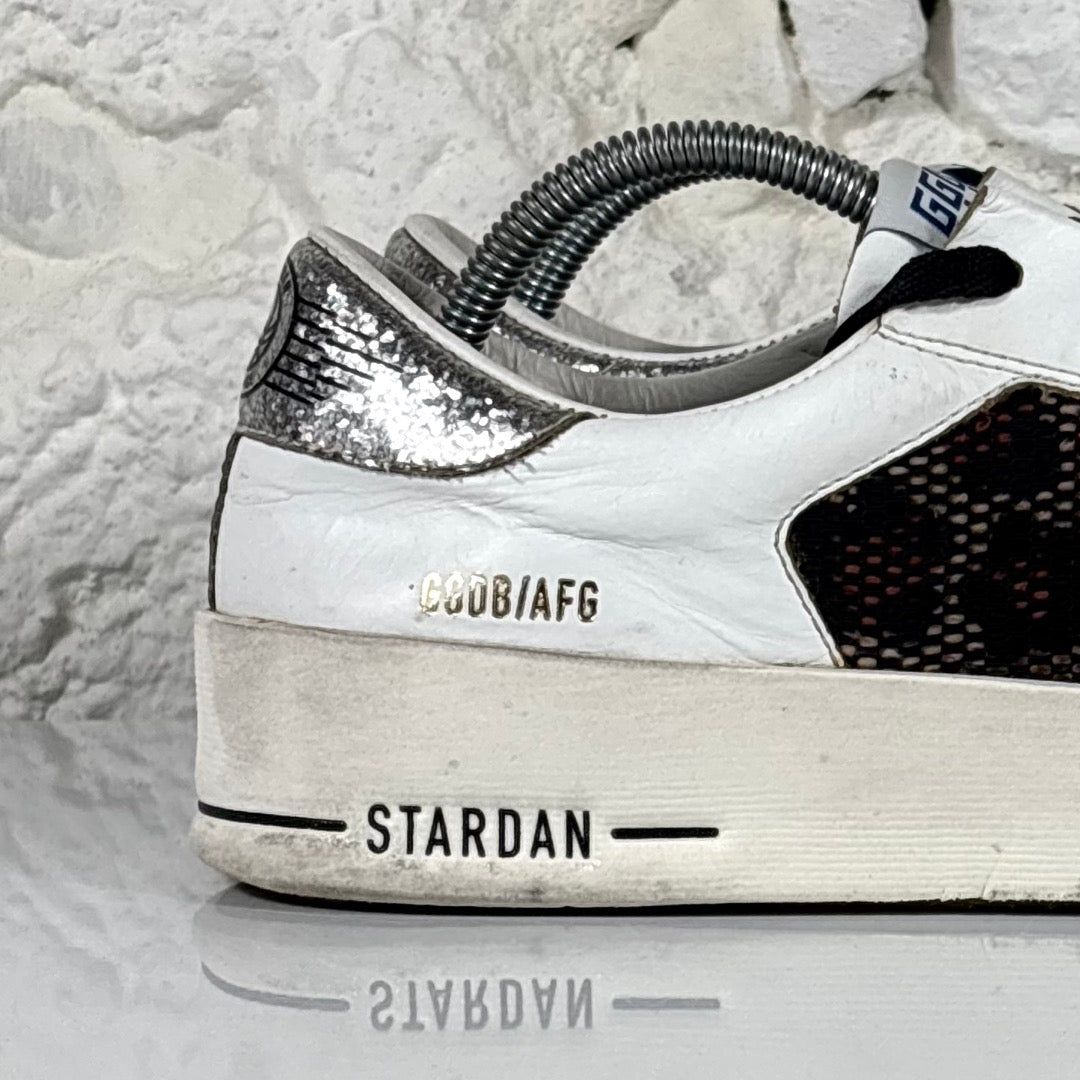 Golden goose Stardan bianche/ maculato e talloncini argento 38