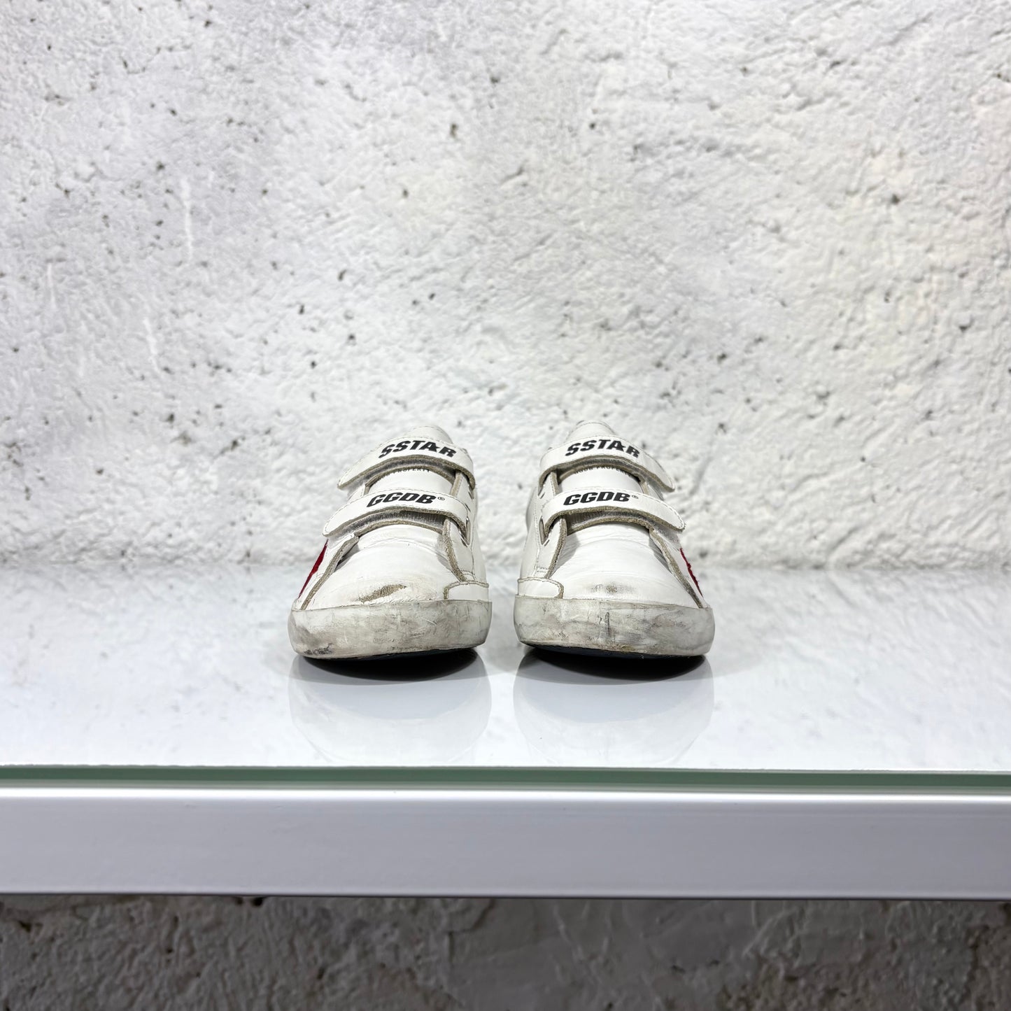 Golden goose Old school bianche, stella rossa e tallone verde 37