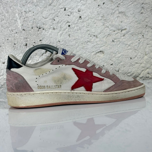 Golden goose Ballstar bianche, grigie con stella rossa e talloncino nero 38