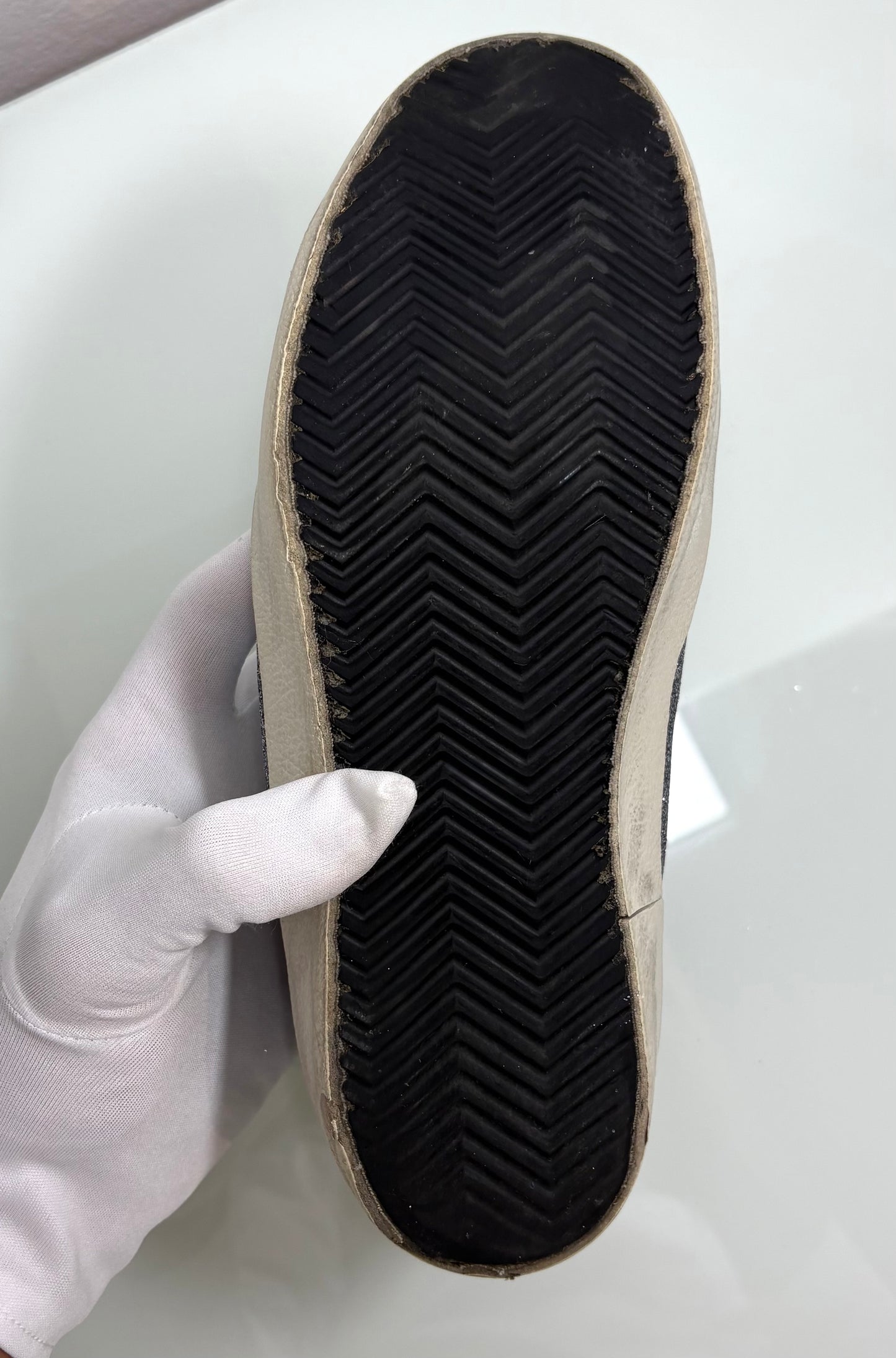 Golden goose Superstar glitter grigio stella blu e tallone argento 38