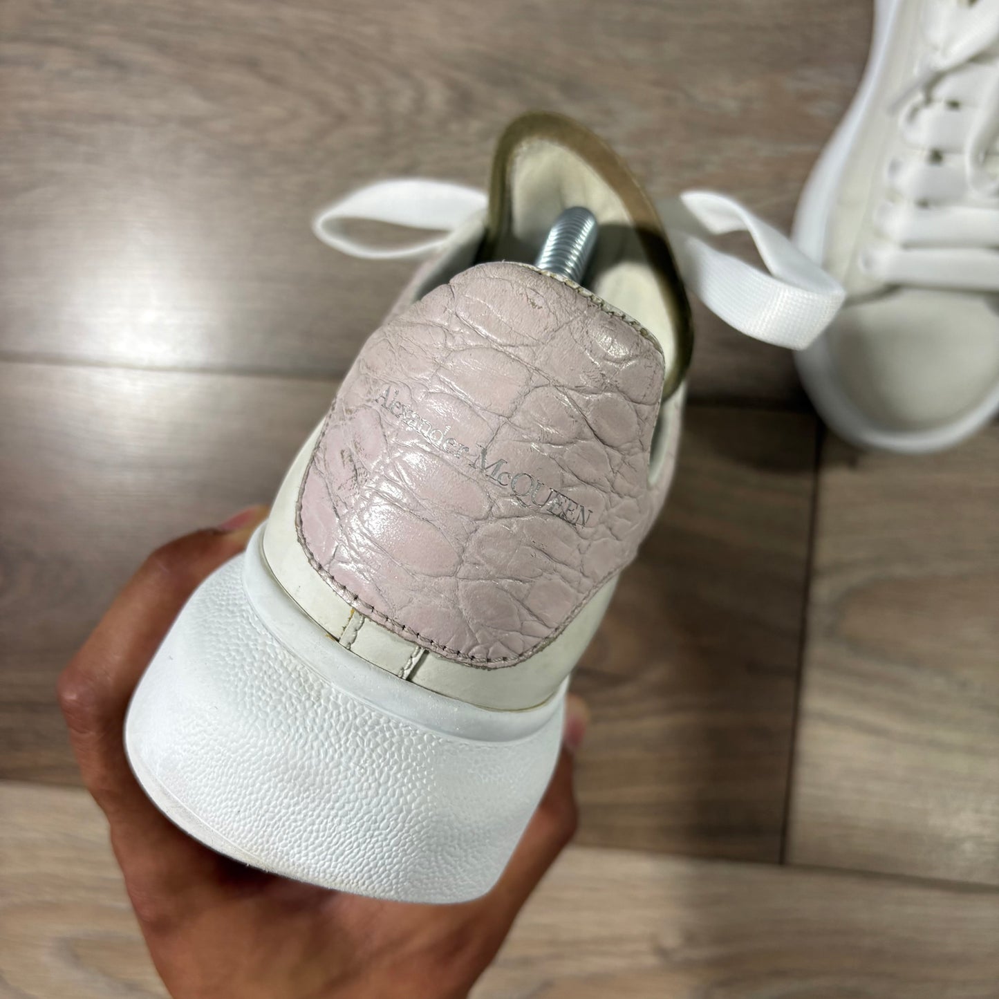 Alexander McQueen bianche tallone serpente rosa 38,5