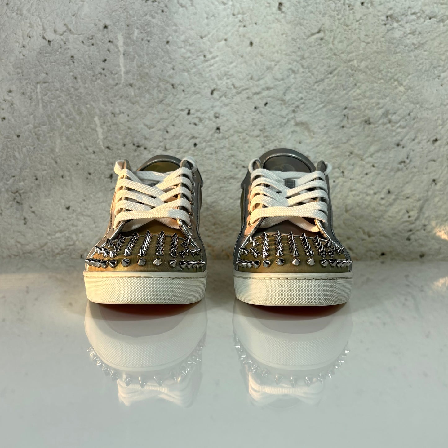 Christian Louboutin Junior Spikes grigio e bronzo iridescente olografico  42,5