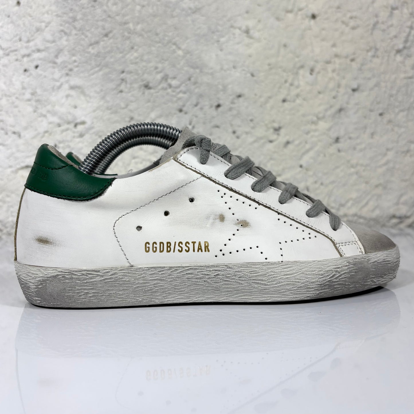 Golden goose Superstar bianche e talloncino verde scuro 36
