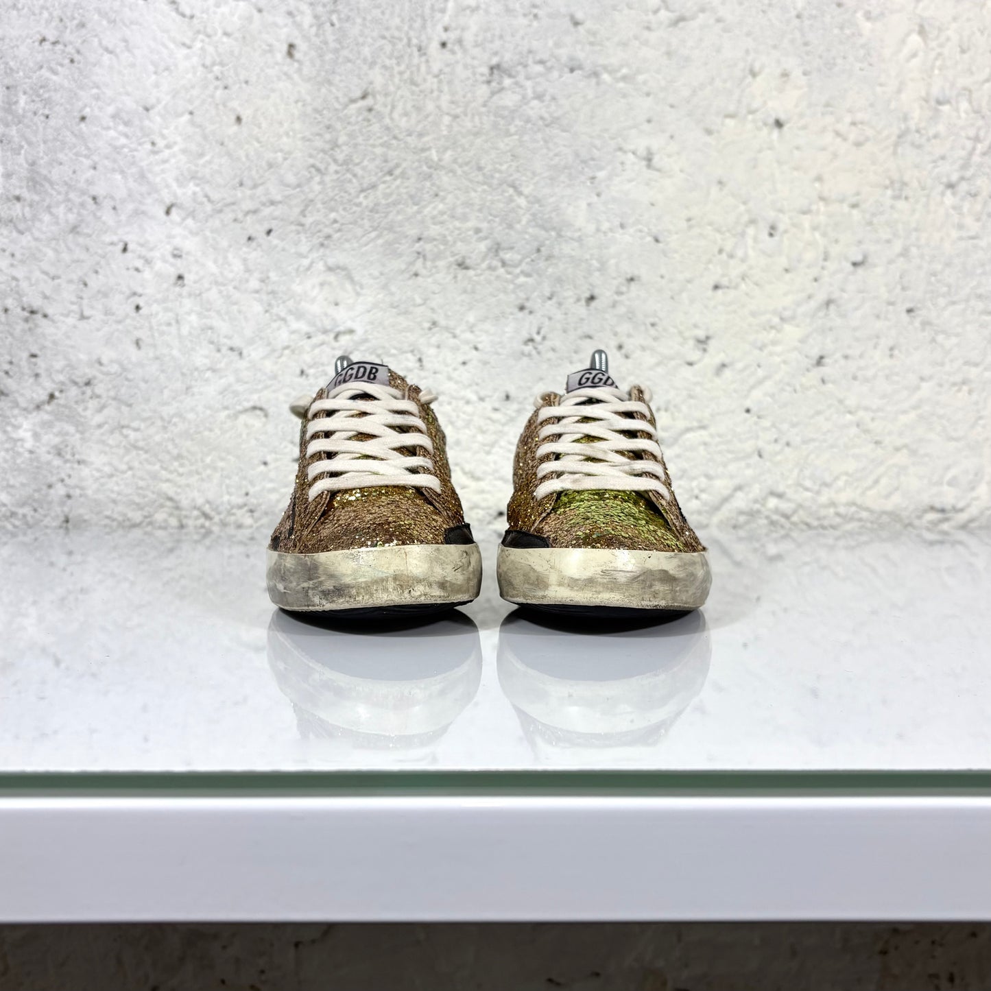 Golden goose Superstar colorazione oro e nero in paillettes e brillantini 38