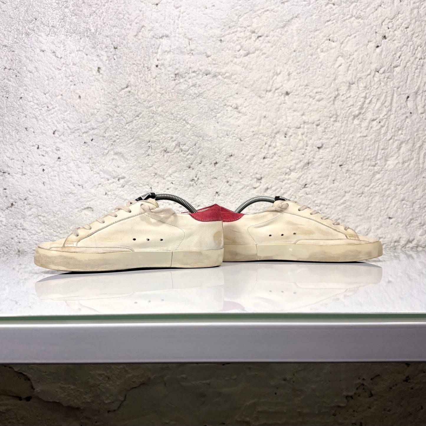 Golden goose superstar beige in pelle con Stella rossa in suede 37
