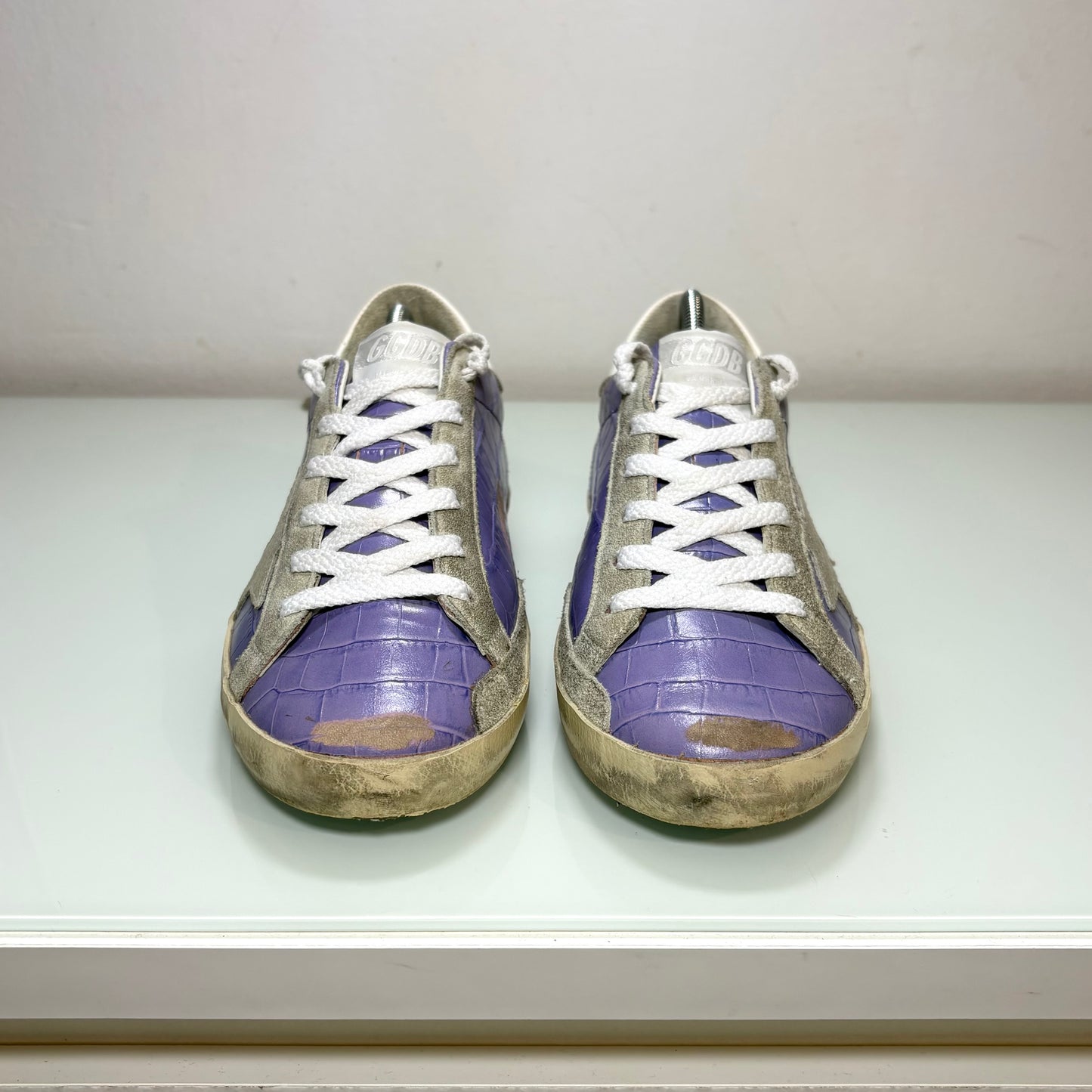 Golden goose Superstar azzurre effetto “coccodrillo” 38