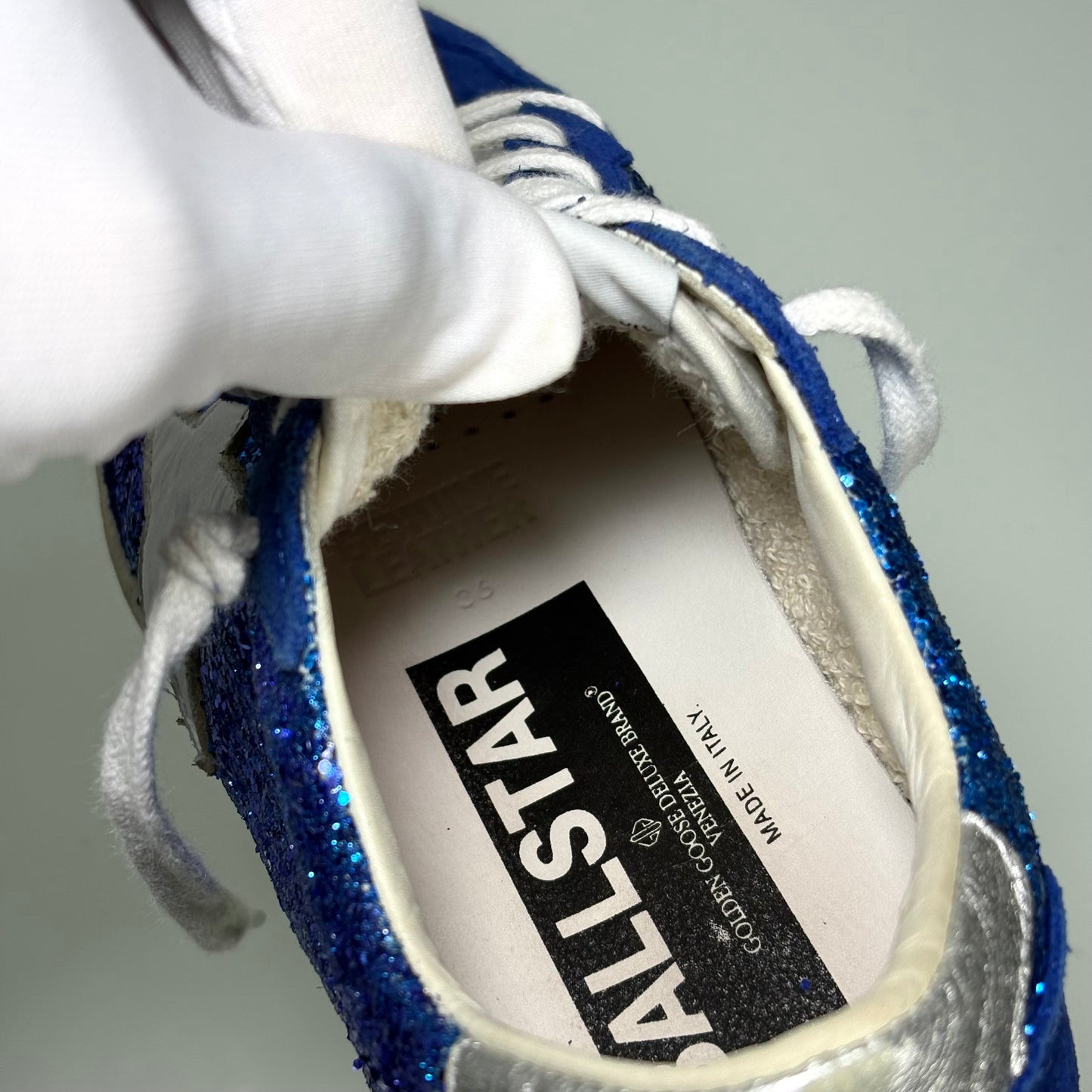 Golden goose Ballstar blue glitter 36