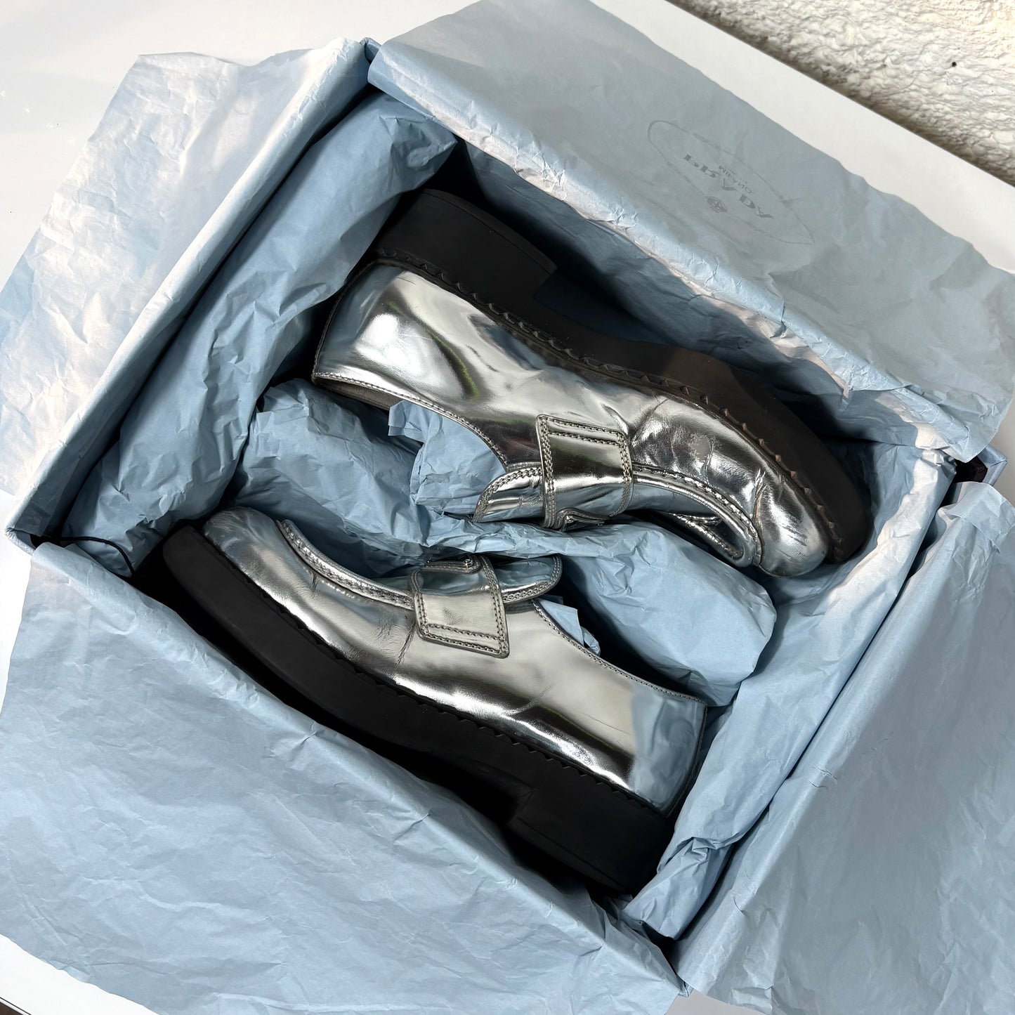 Mocassini Prada chocolate Argento 37