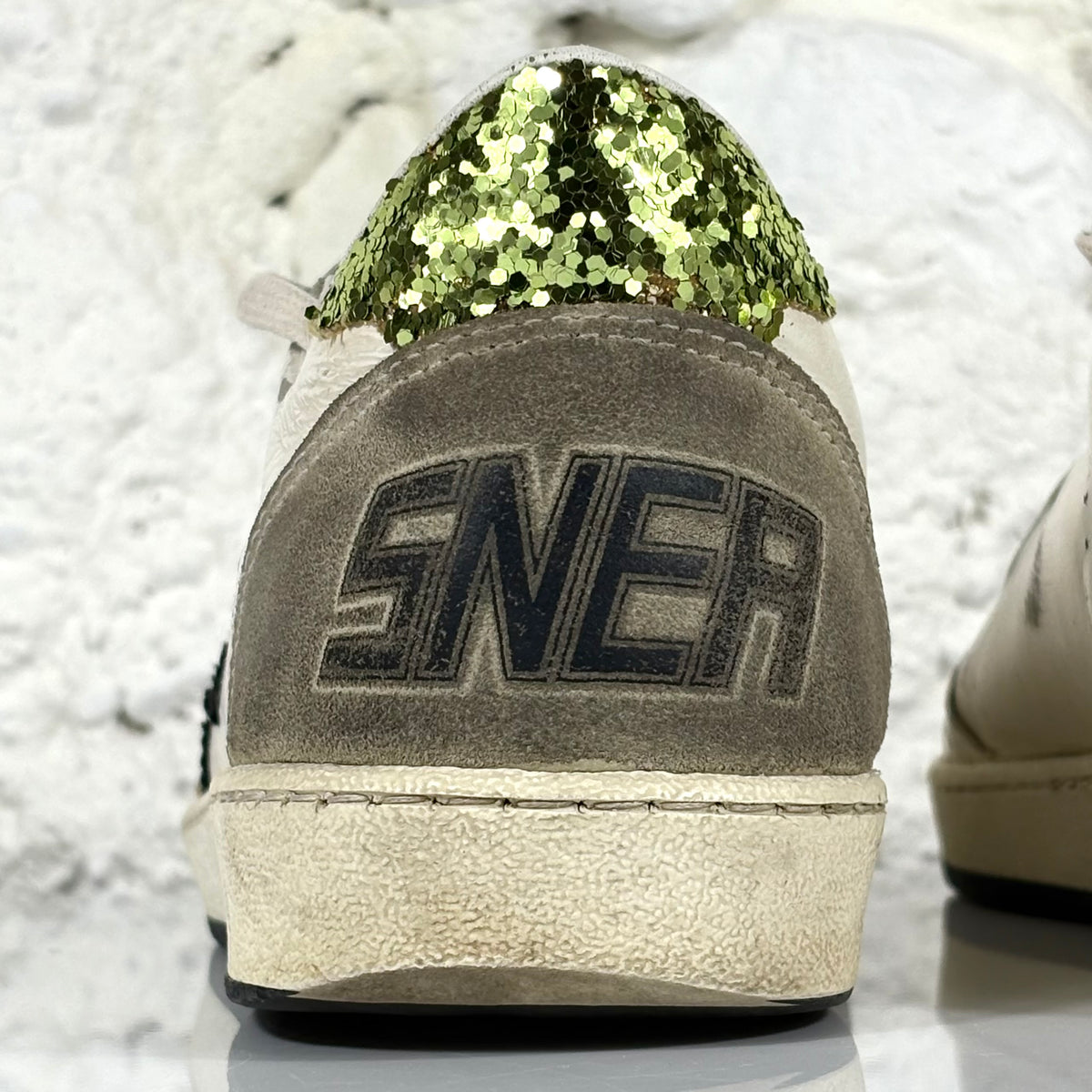 Golden goose Ballstar bianche con talloncini glitter 37