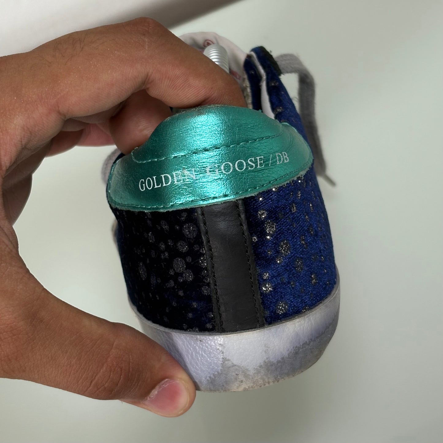 Golden goose Superstar blu con macchie brillantinate 35