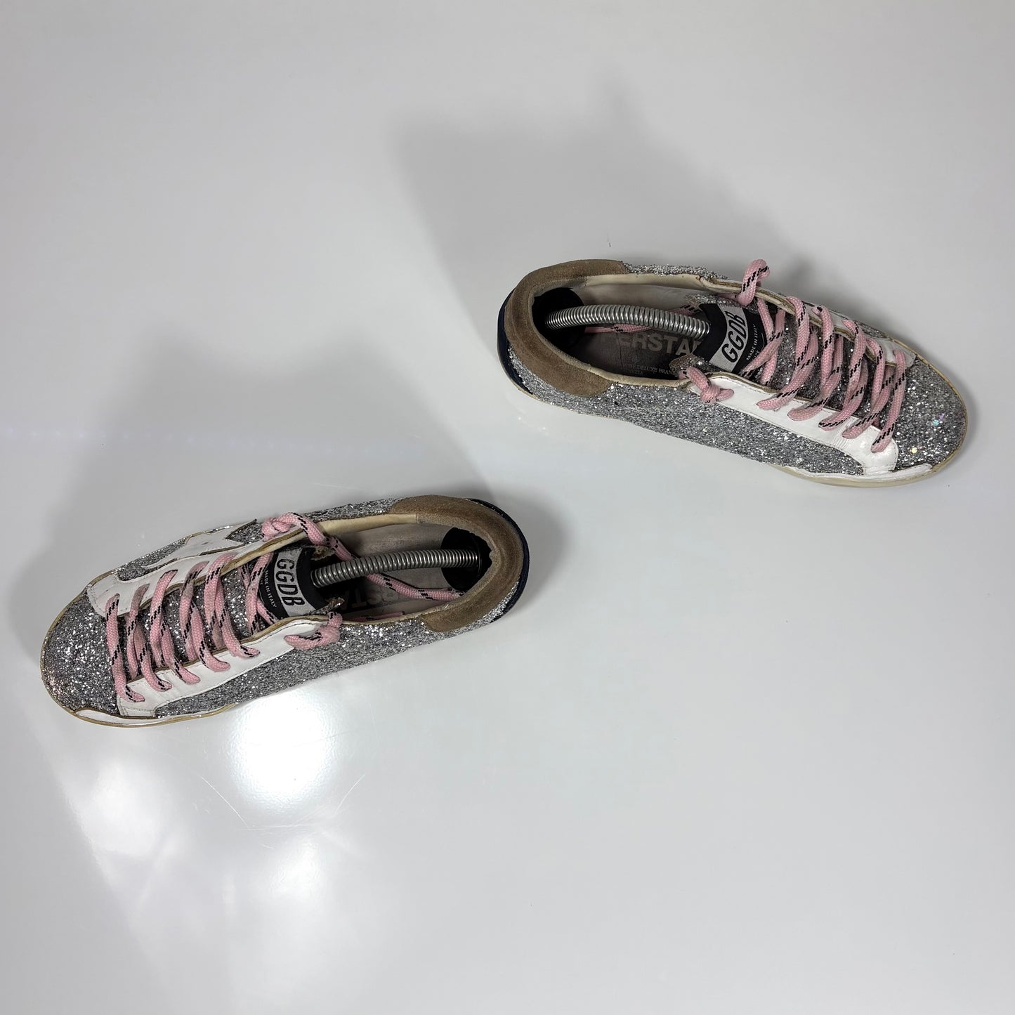 Golden goose Superstar glitter argento e stella bianca 37