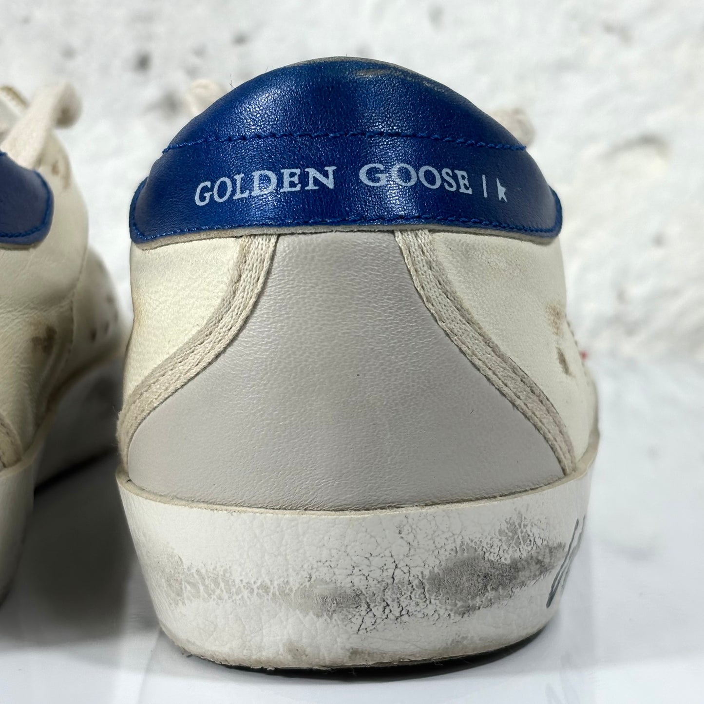 Golden goose Superstar panna, stella rossa e talloncino blu 39