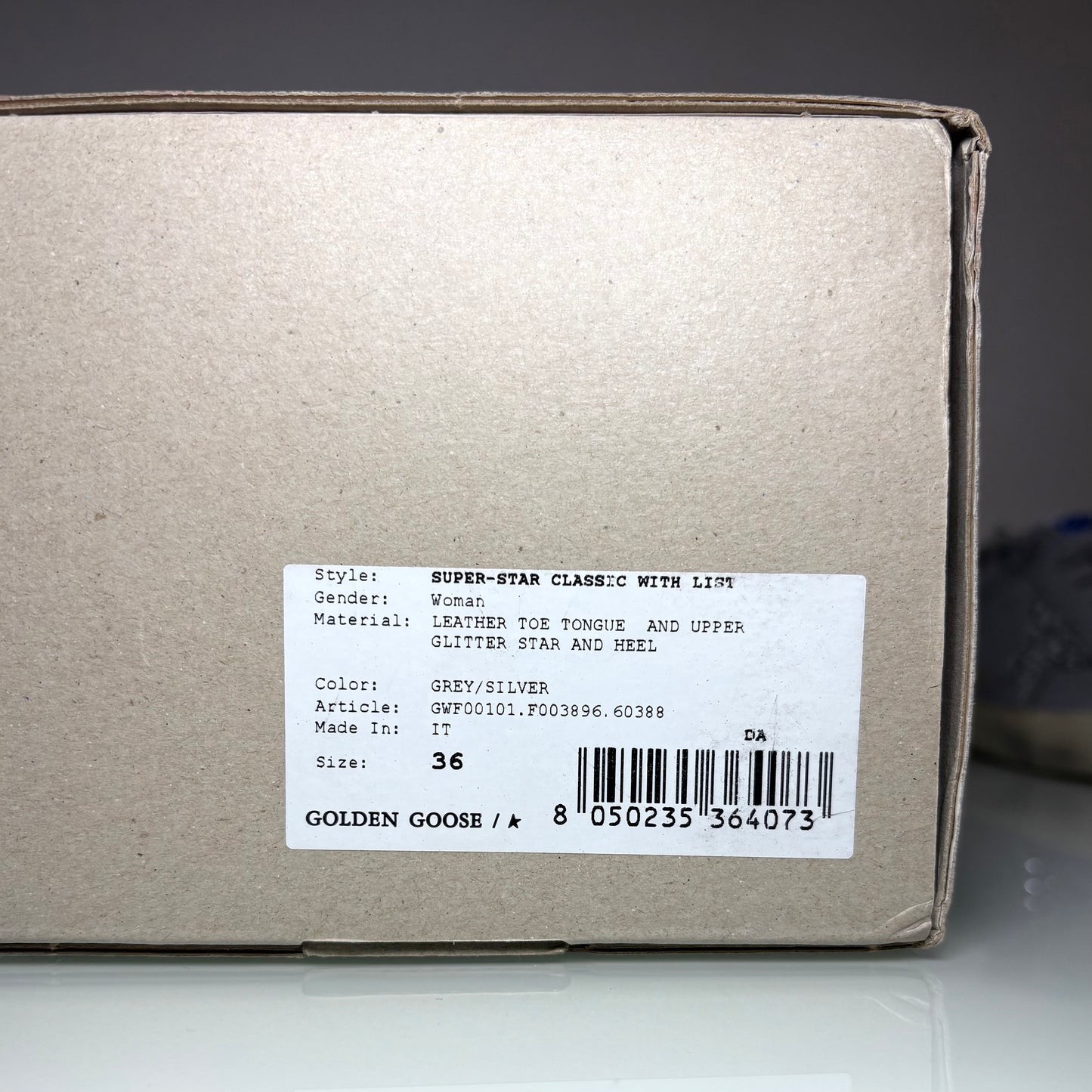 Golden goose Superstar grigie con Stella e tallone brillantinato 36