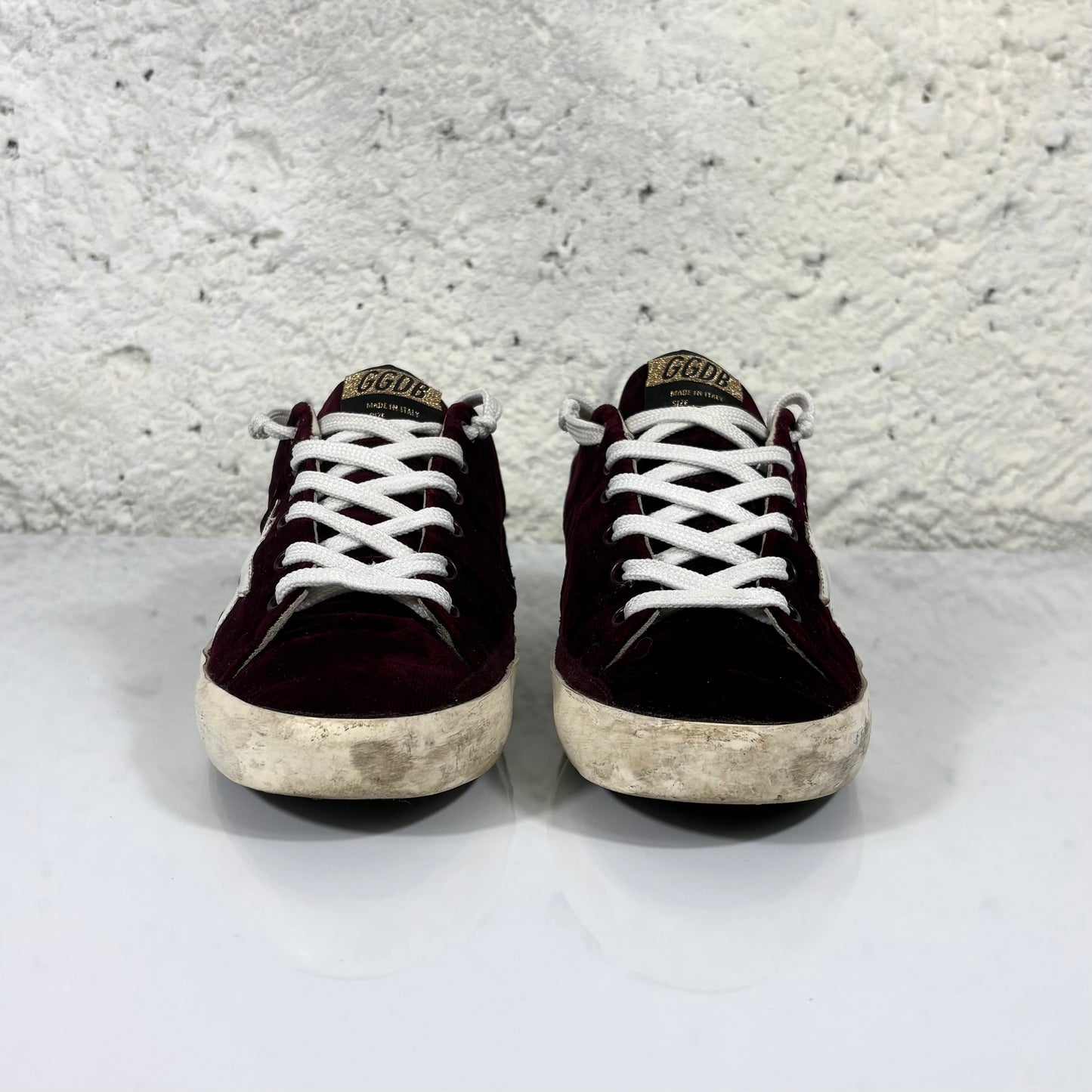 Golden goose Superstar bordeaux in velluto e pelle 37