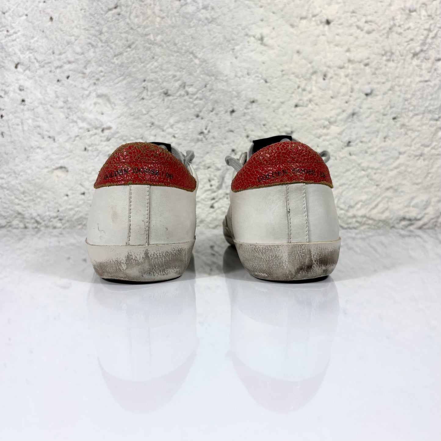 Golden goose Superstar bianche stella e tallone rosso 43