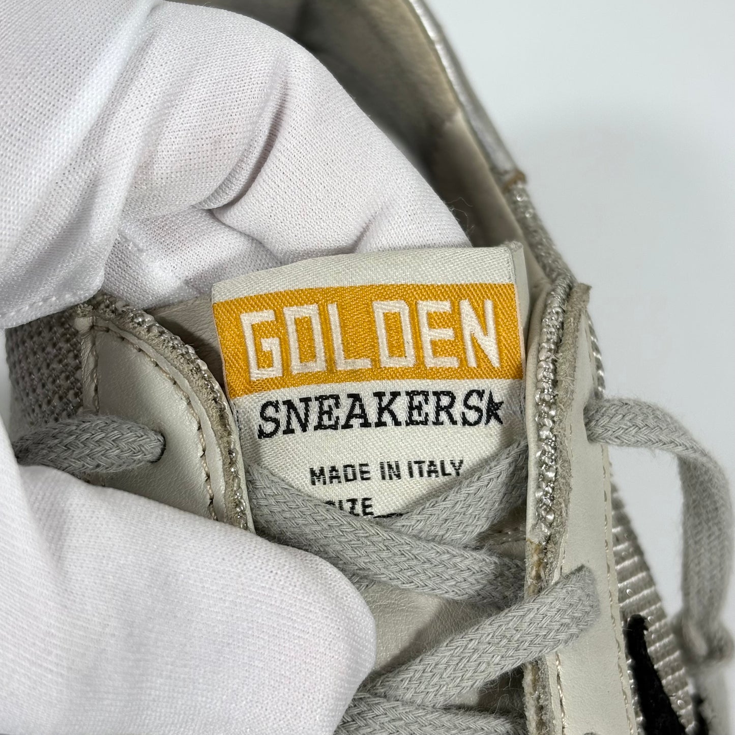 Golden goose Superstr Grigio in tessuto, tallone argento con stella nera 39