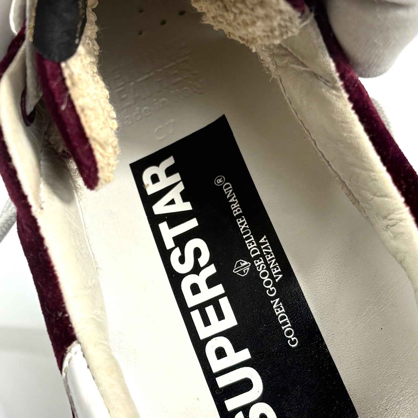 Golden goose Superstar bordeaux in velluto e pelle 37