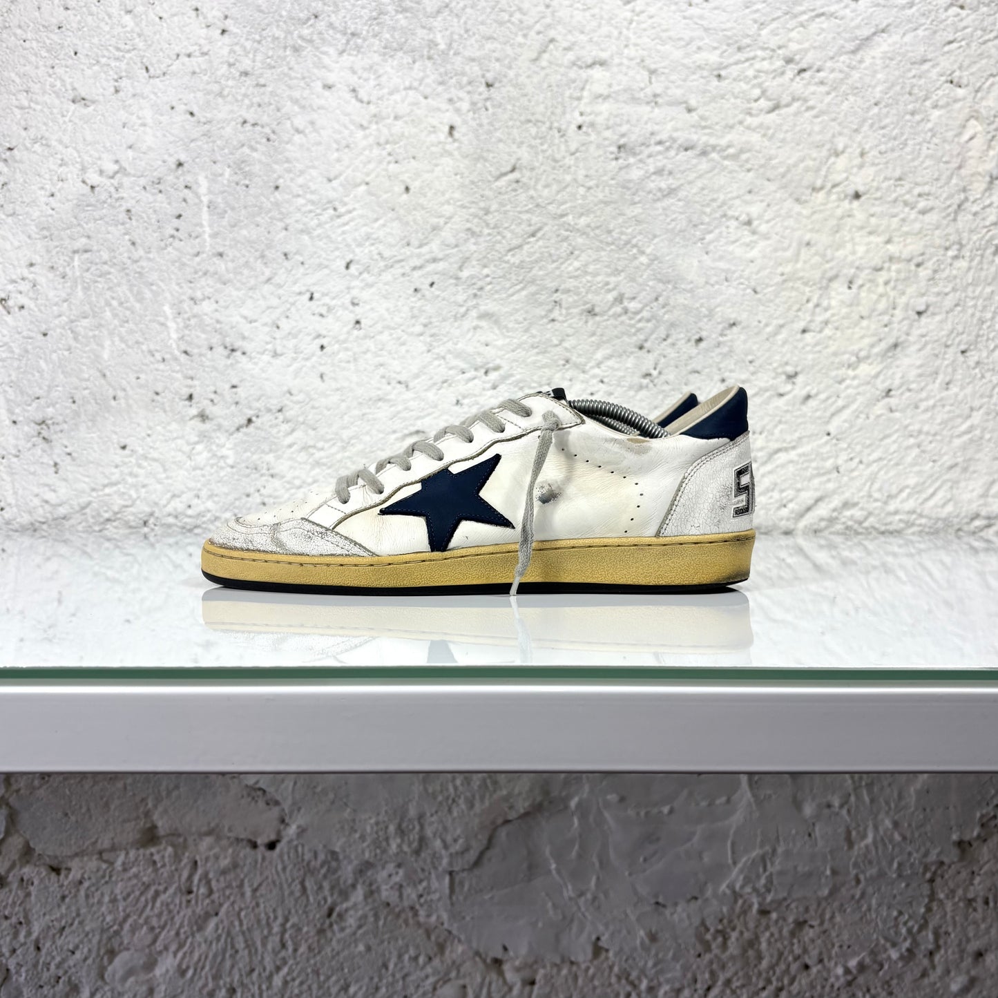 Golden goose Ballstar bianche Stella nera e tallone blu scuro 44