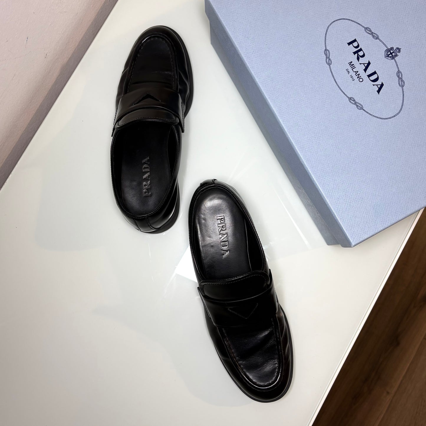 Mocassini Prada chocolate nero 36