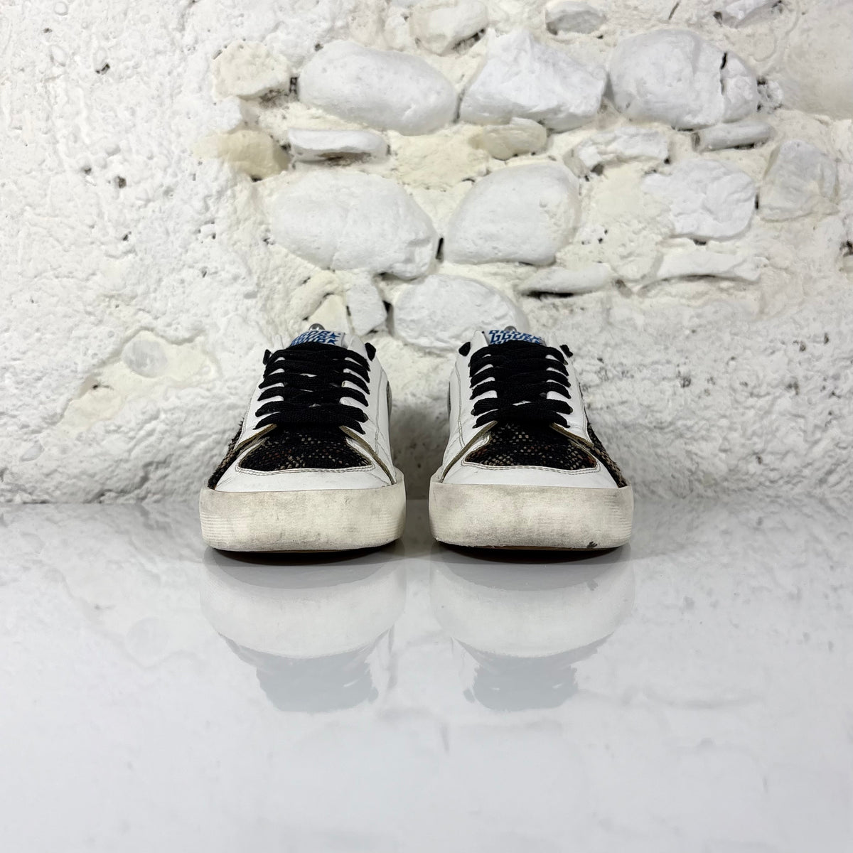 Golden goose Stardan bianche/ maculato e talloncini argento 38