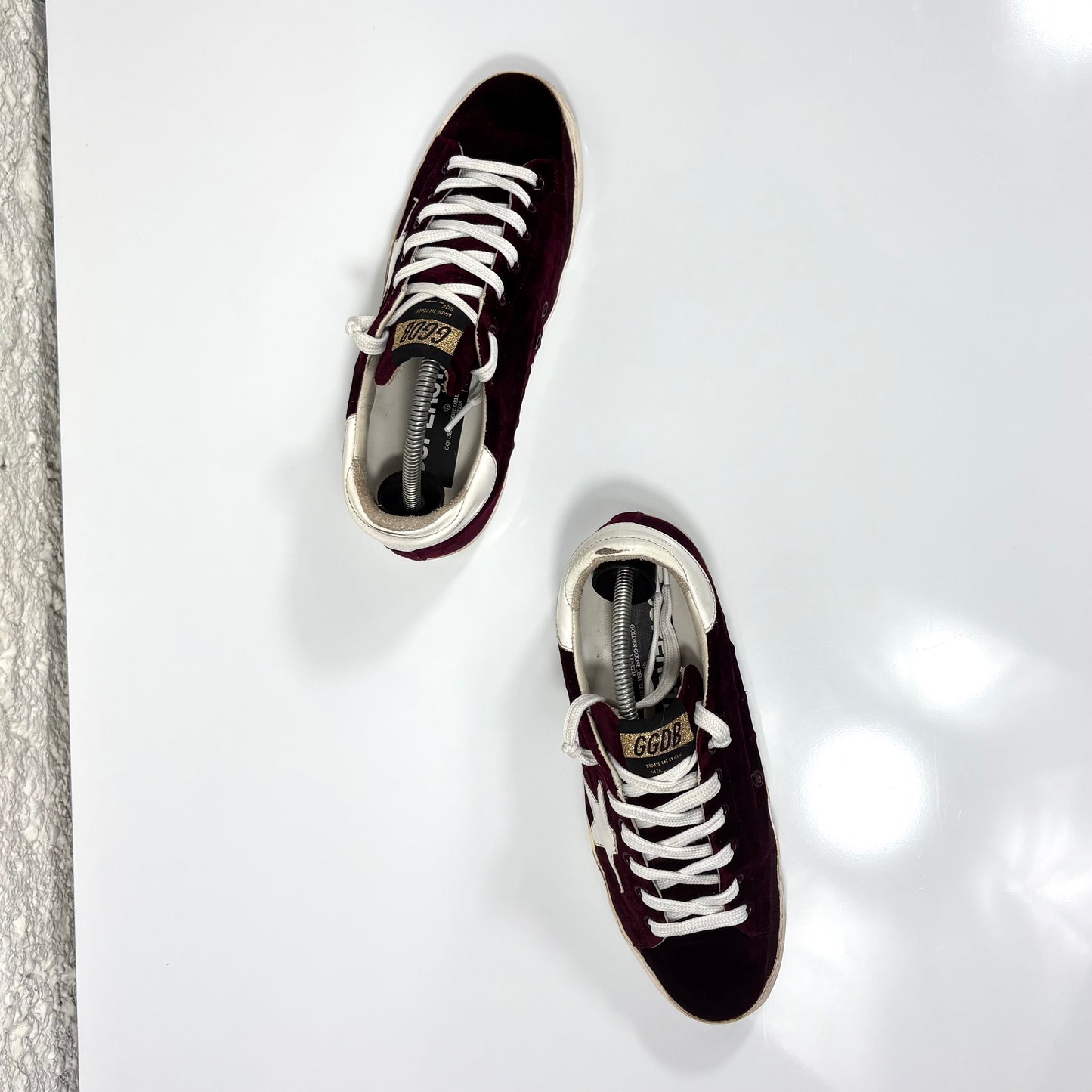 Golden goose Superstar bordeaux in velluto e pelle 37