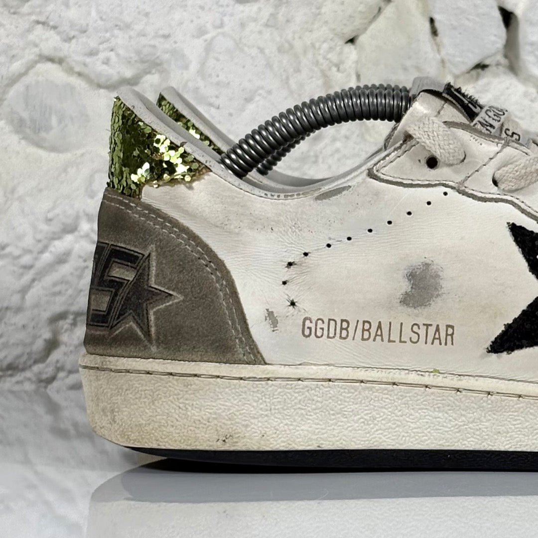 Golden goose Ballstar bianche con talloncini glitter 37
