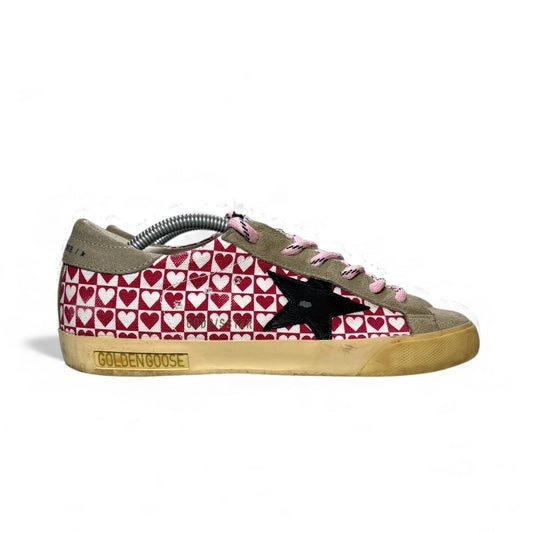 Golden goose Superstar a cuori bianche e rosse 37