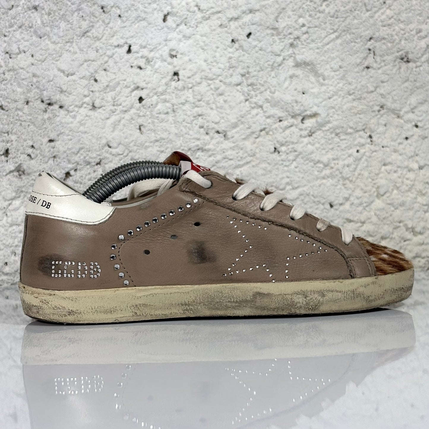 Golden goose superstar beige scuro con strass 37