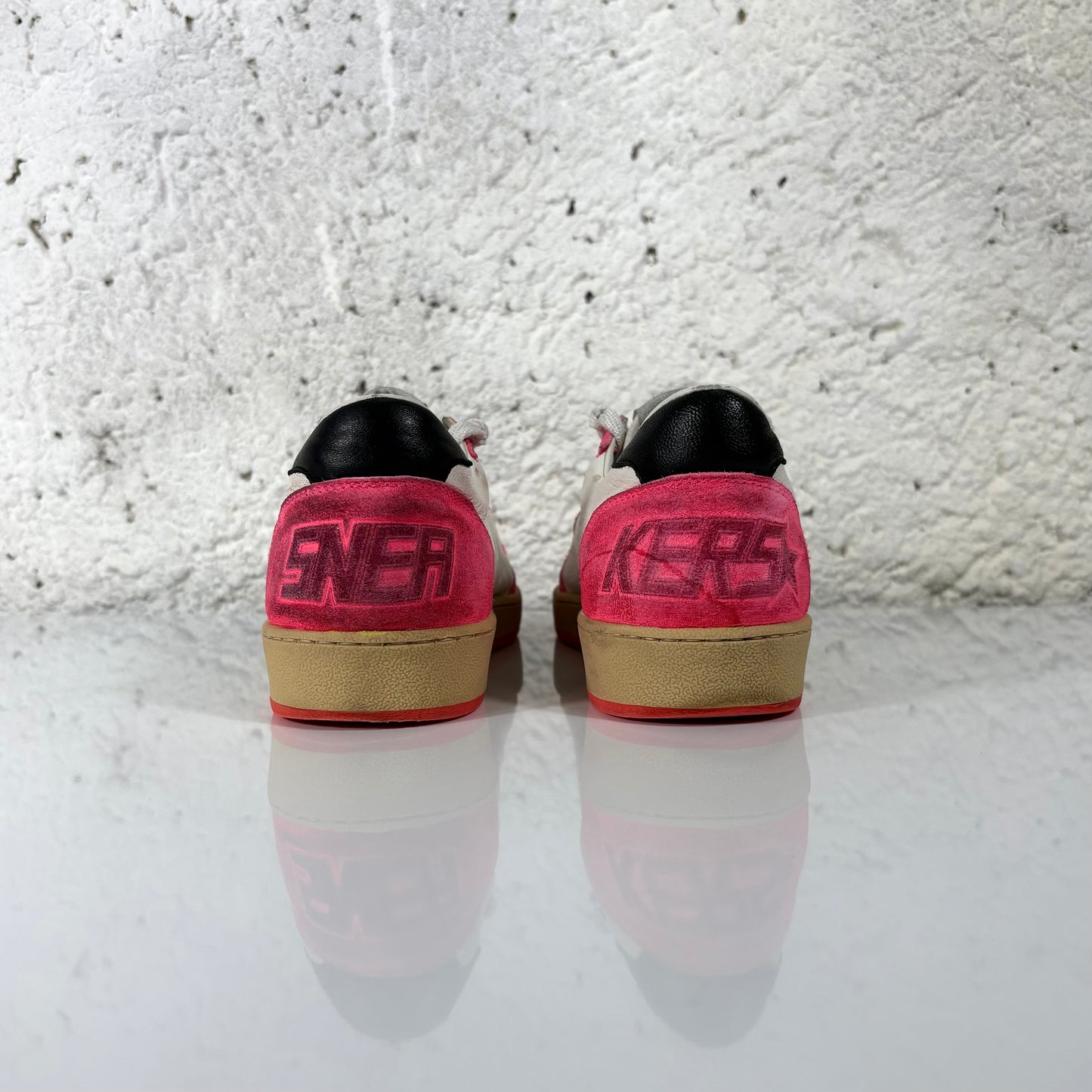 Golden goose Ballstar bianche e aragosta e stella argento brillantinata 36