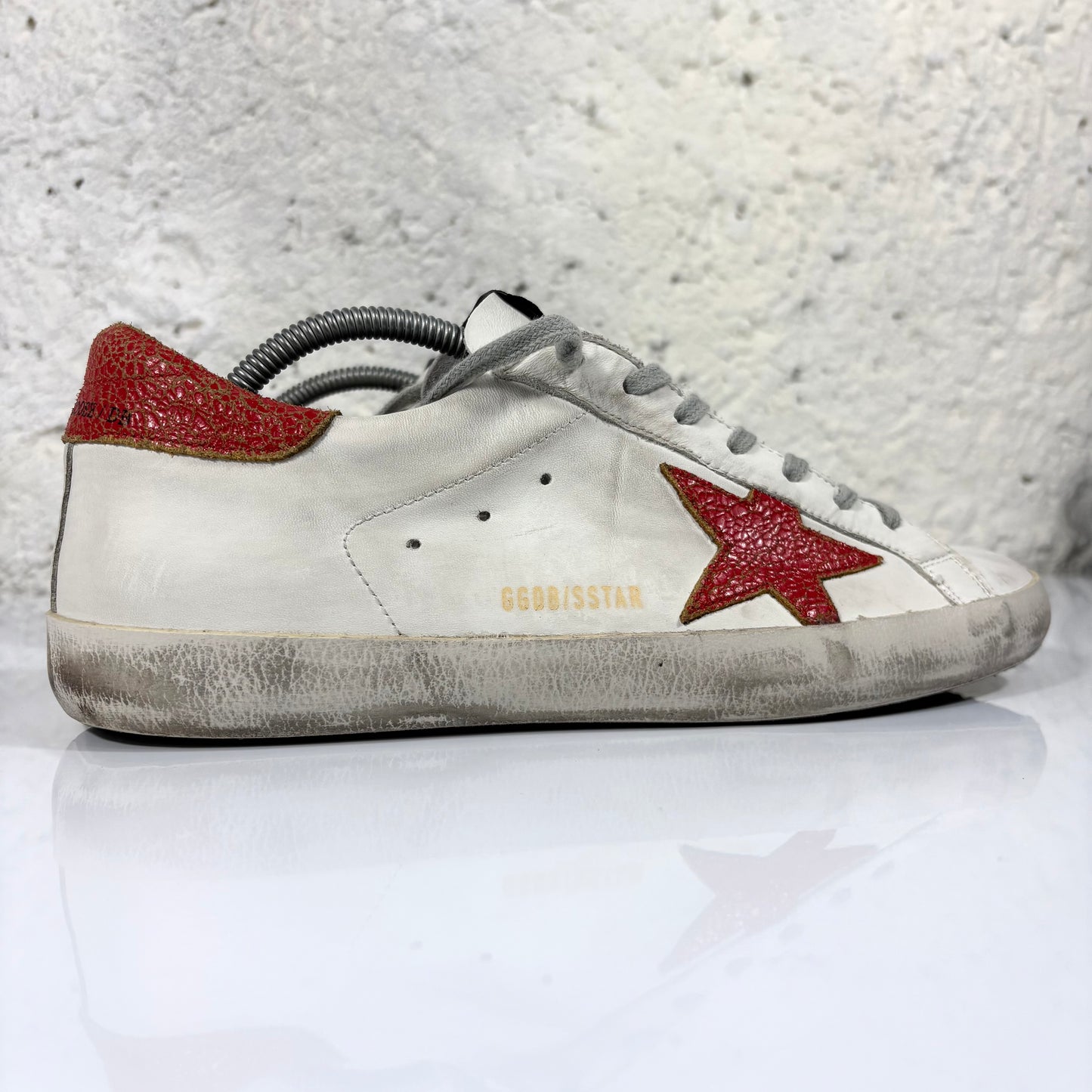 Golden goose Superstar bianche stella e tallone rosso 43